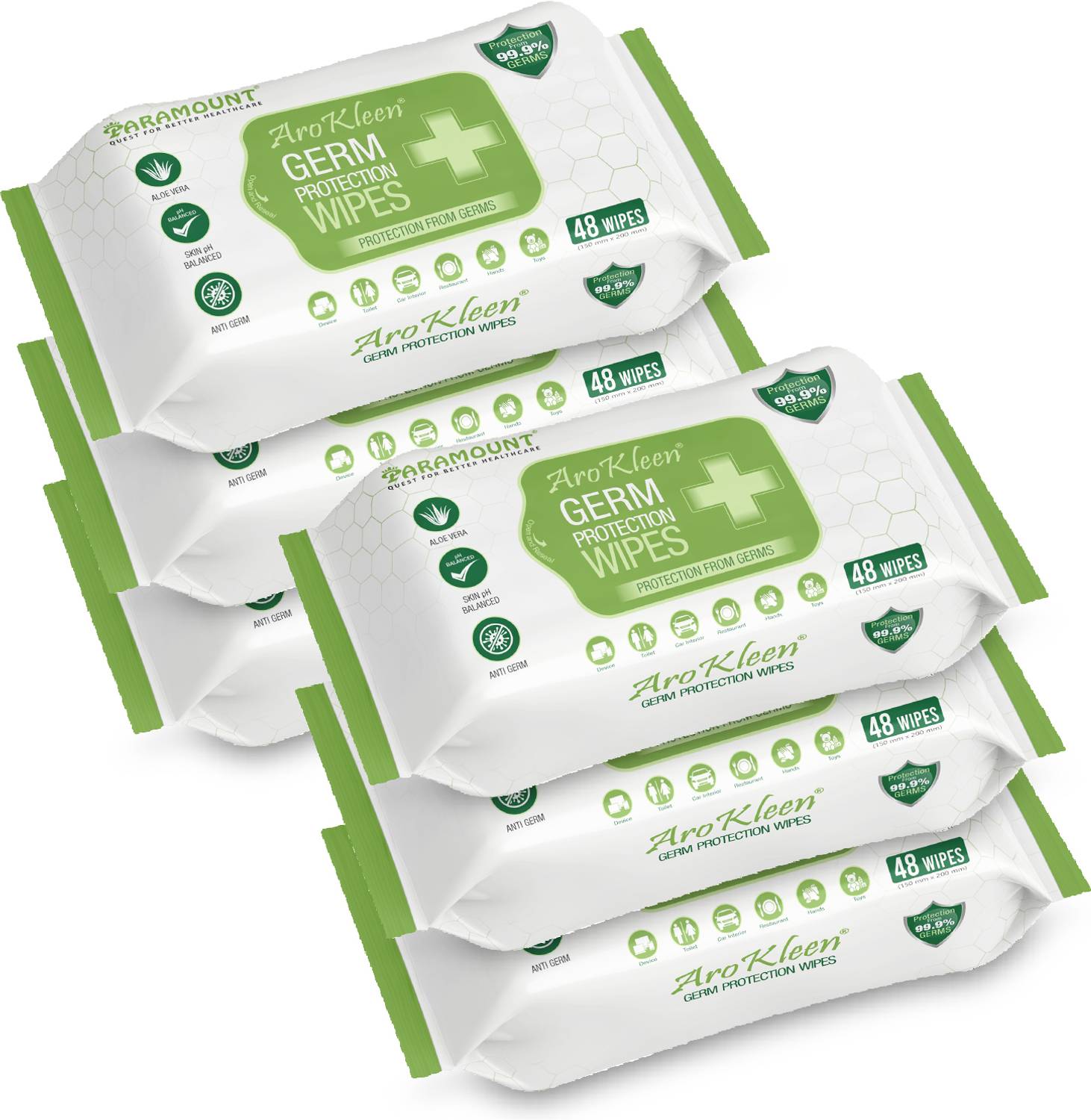 ARO KLEEN Germ Protection Wipes, Disinfectant Wet Wipes for Skin