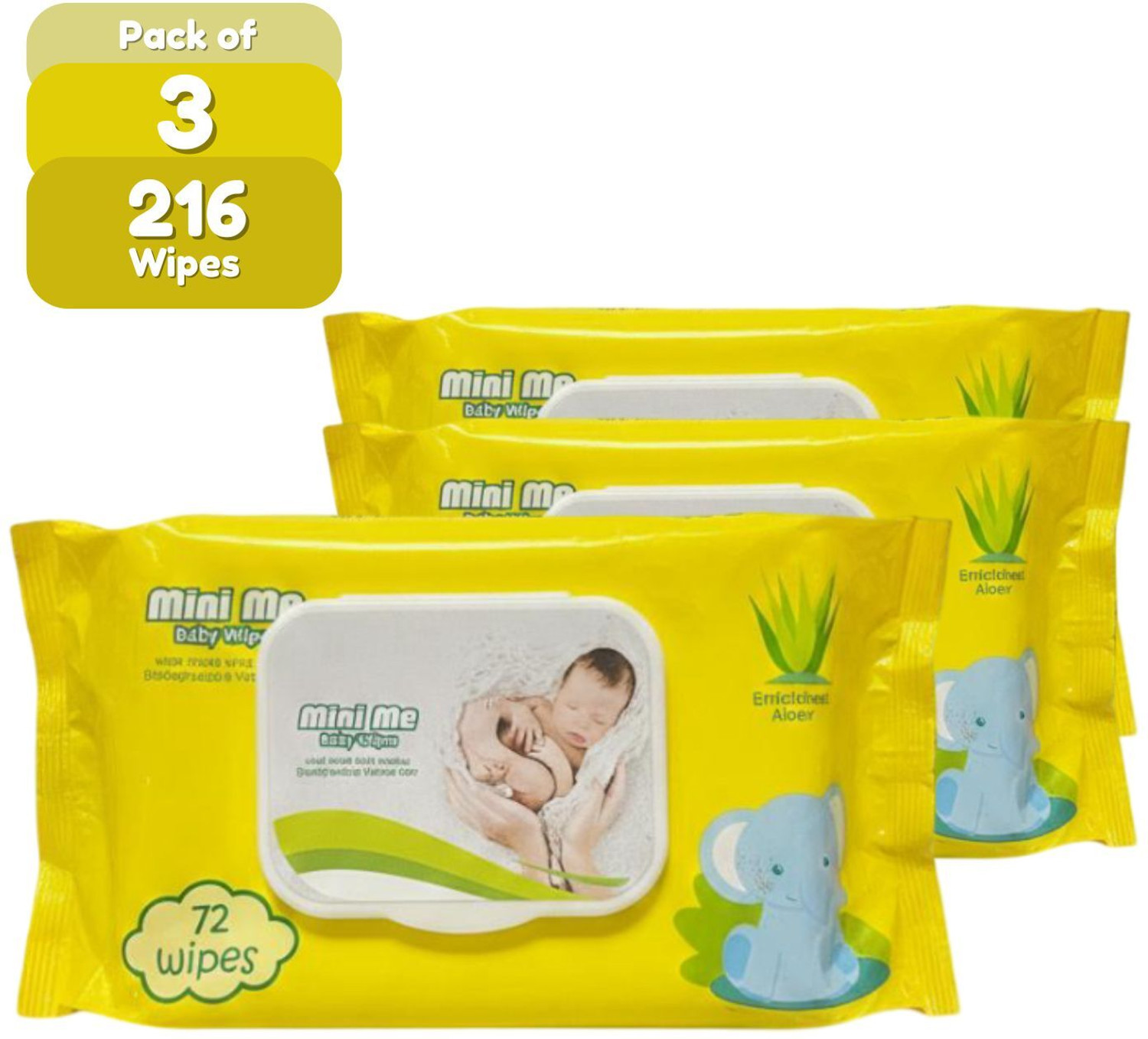 Image of MINI ME Soft Cleansing Baby Wipes with Aloe Vera & Vitamin E -72 Wipes Pack Of 3