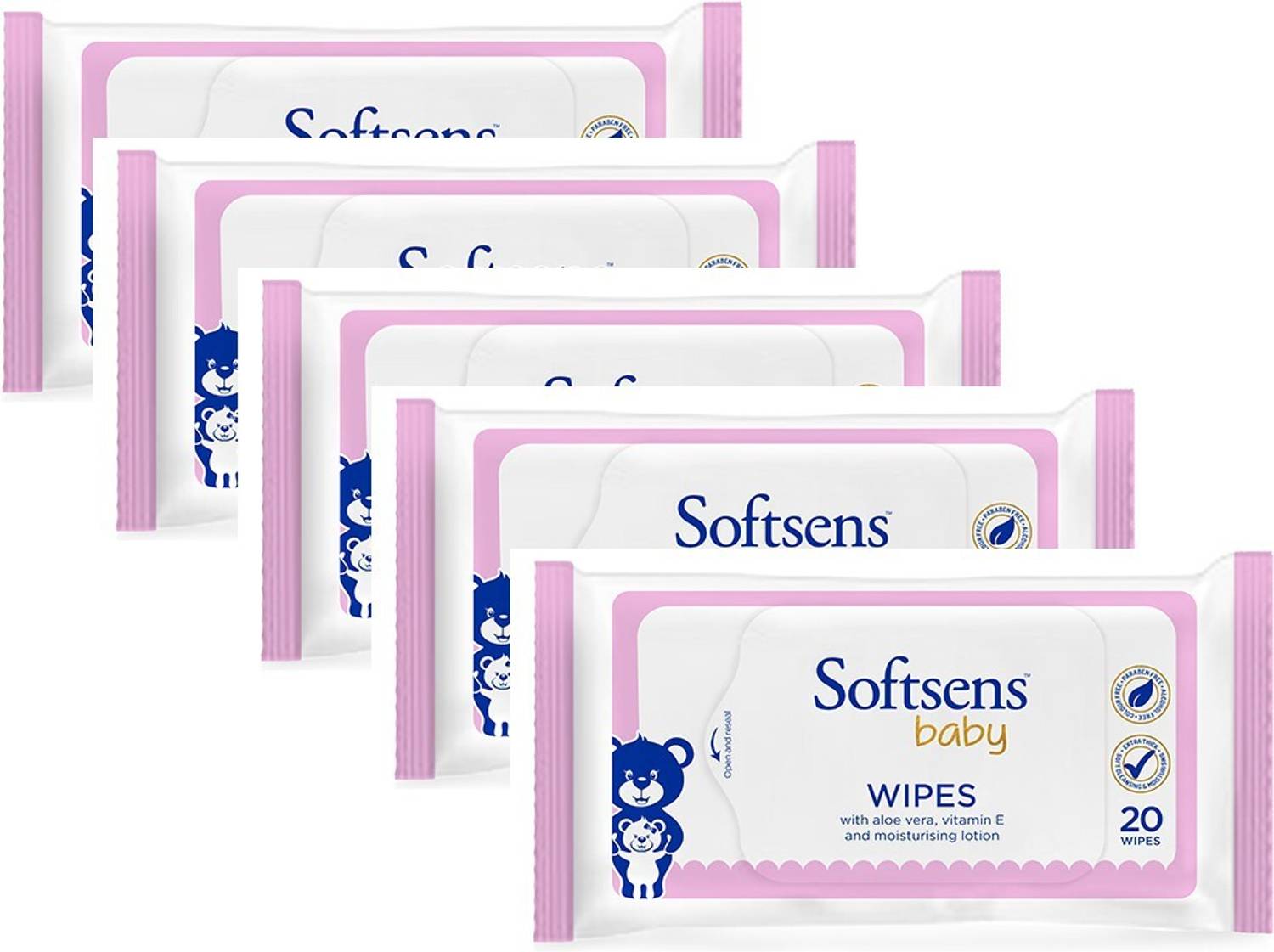 Softsens Baby Wipes (Pack of 20x5) (100 Wipes)