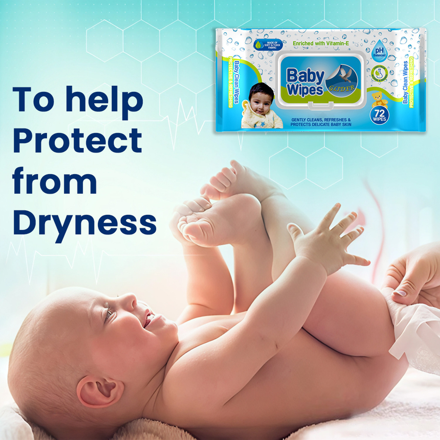 Image of GLIDER Baby Wipes with Fliptop |Aloe Vera & Vitamins|Paraben & Alcohol Free| Pack of 6