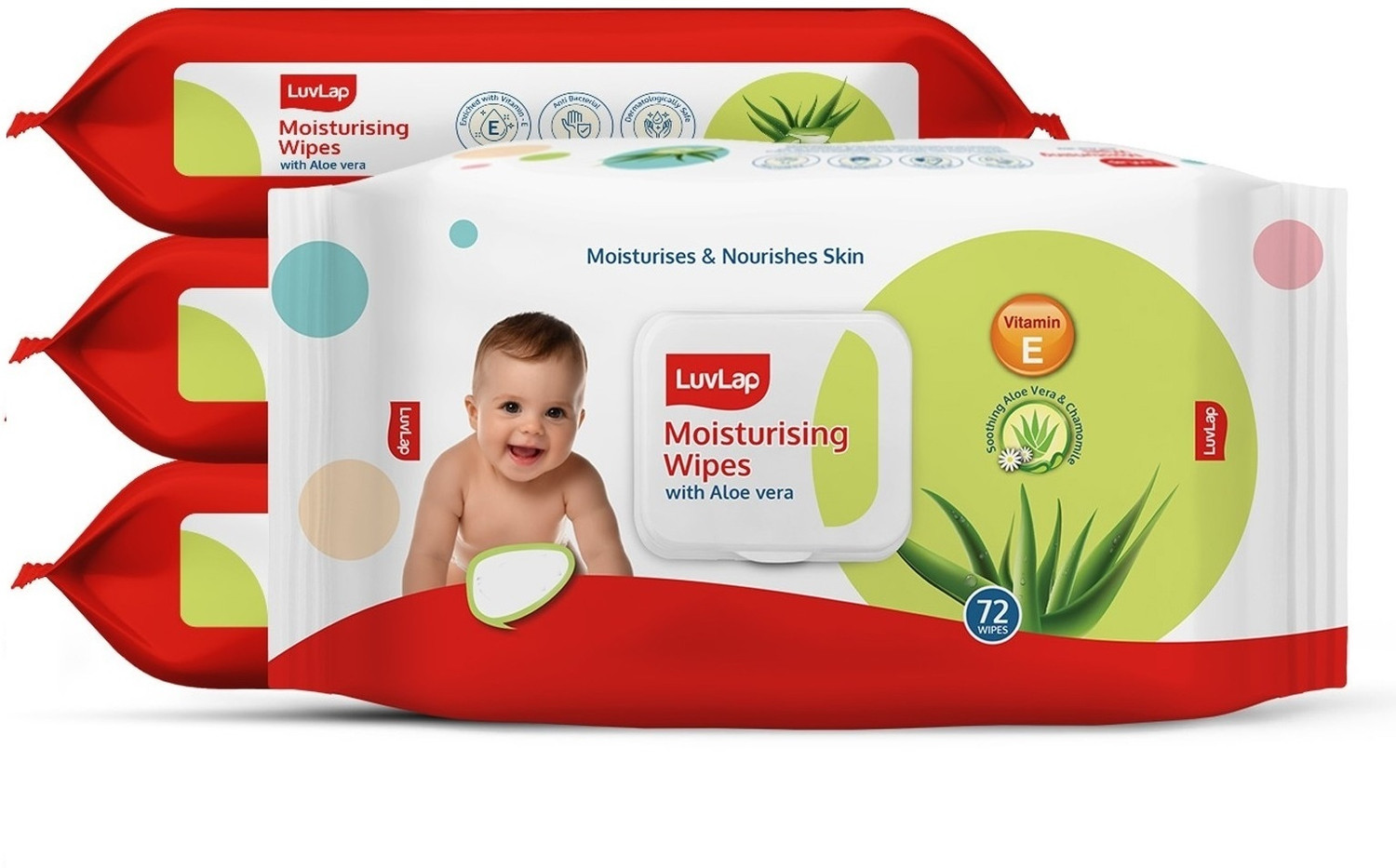 Image of LuvLap Paraben Free wipes for baby with Aloe Vera, with Lid (288 UNITS)