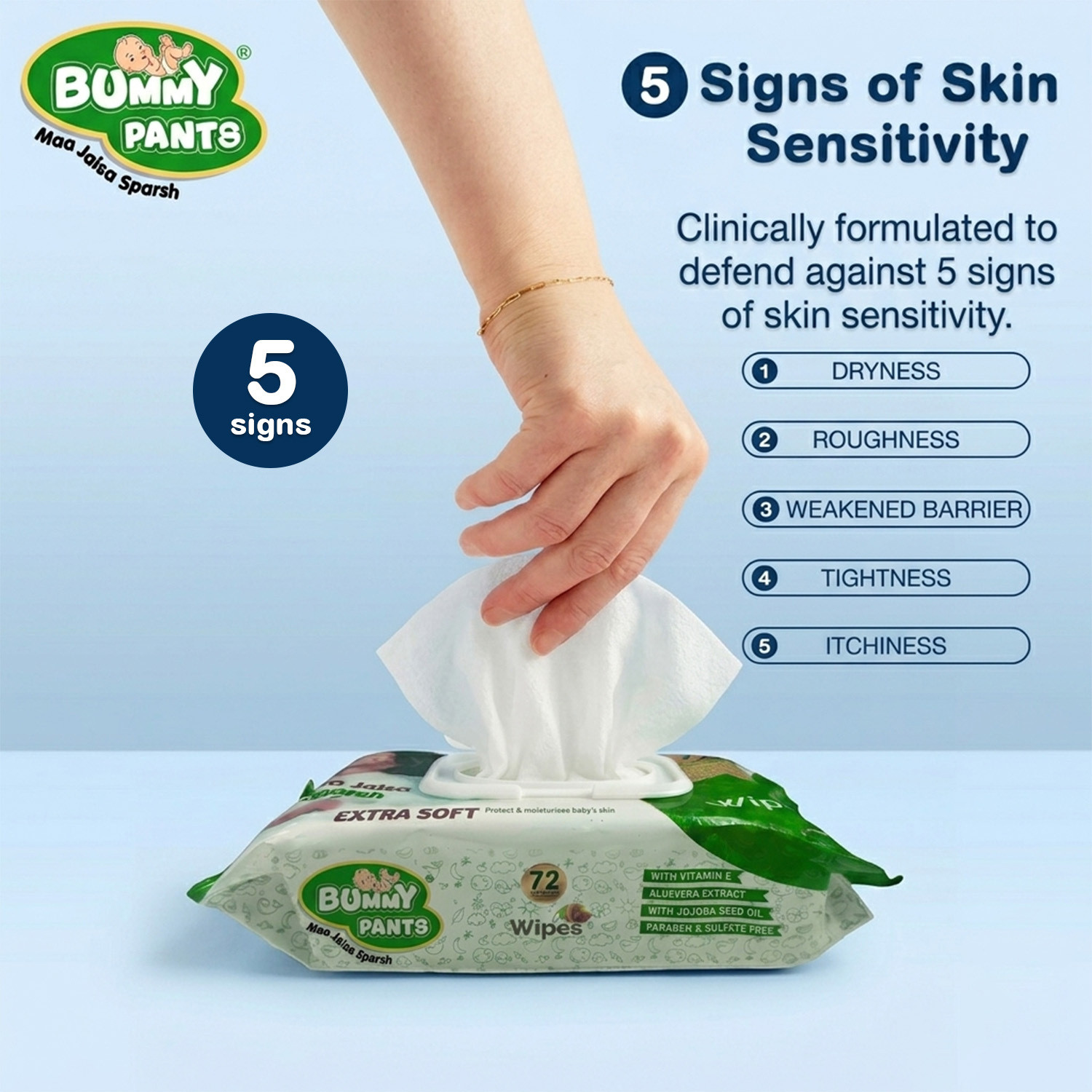 Image of BUMMY PANTS Gentle Cleansing Baby Wet Wipes with Lid | pH Balanced, Alcohol & Paraben-Free