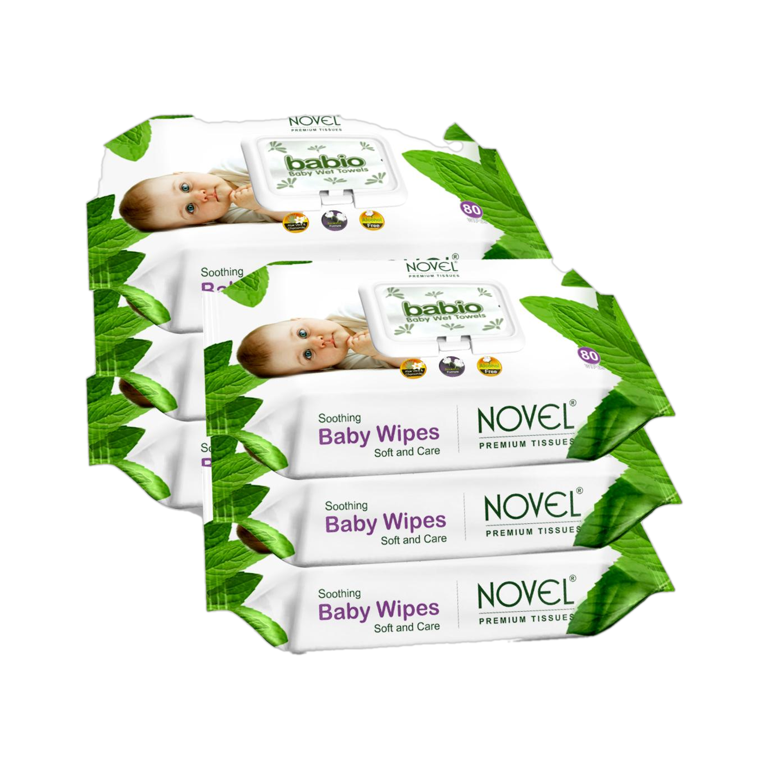 NOVEL Baby 80 Sheets Pack of 6 with Lid - Image 1