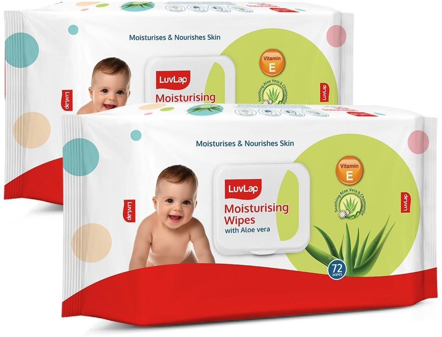 Image of LuvLap Paraben Free wipes for baby with Aloe Vera, with Lid (Pack of 2)