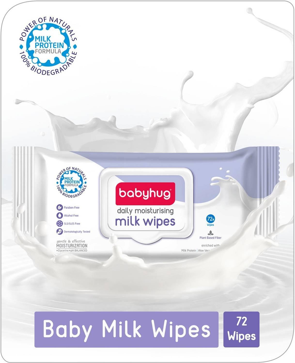 babyhug Daily Moisturising Milk Wipes - 72 Pieces