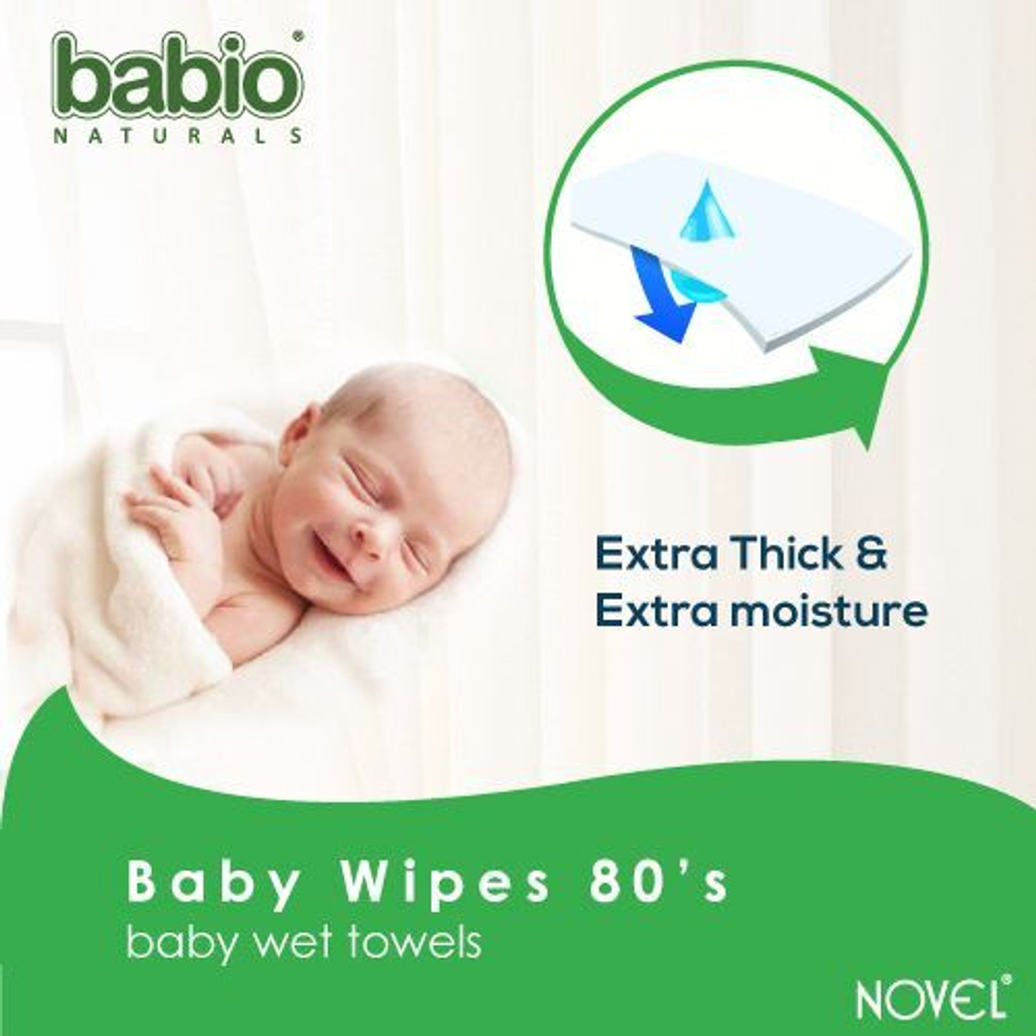 Image of NOVEL Baby Wipes 80 Sheets with Lid