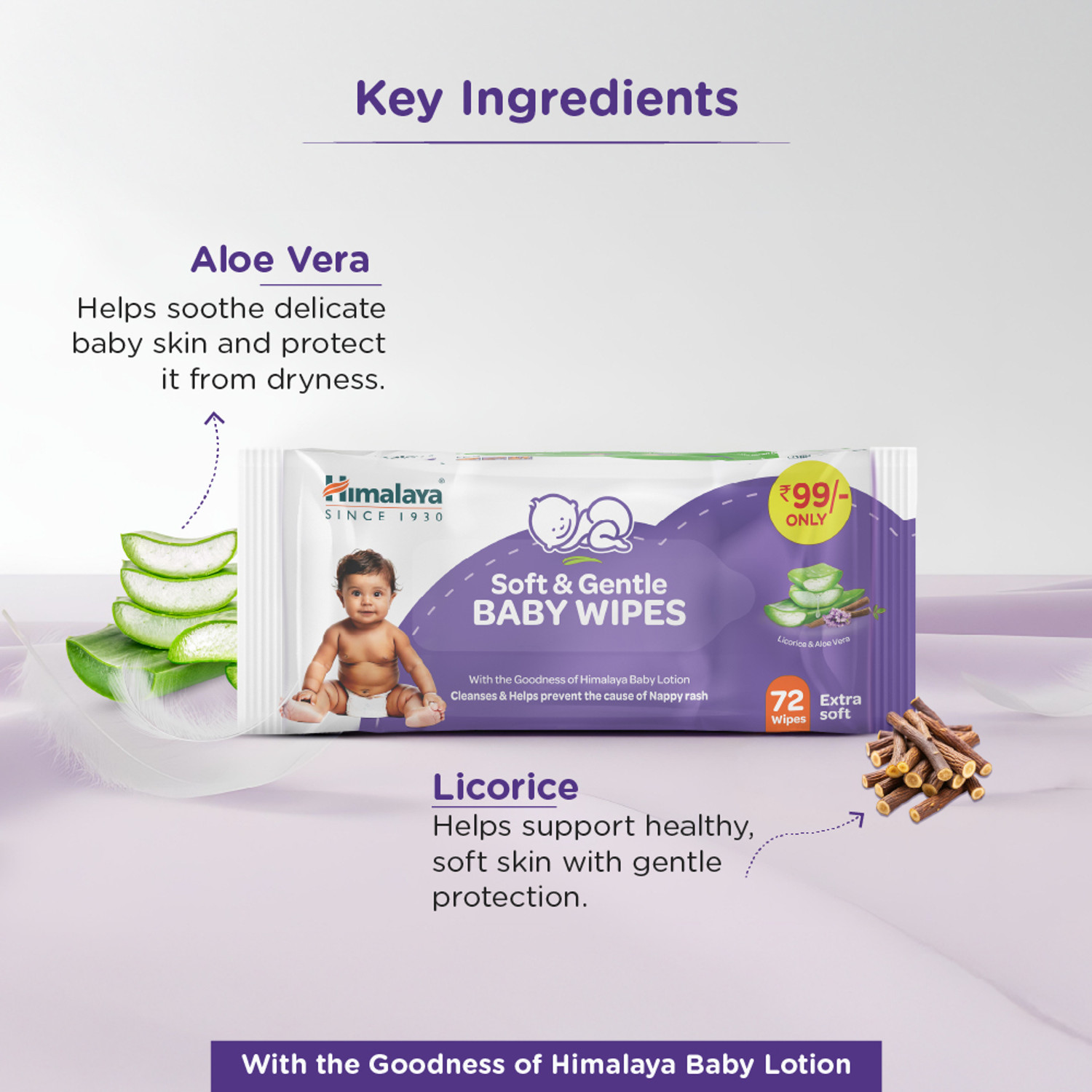 Image of HIMALAYA Soft & Gentle Baby Wipes - 72 Wipes (Pack of 4 - 288 wipes)
