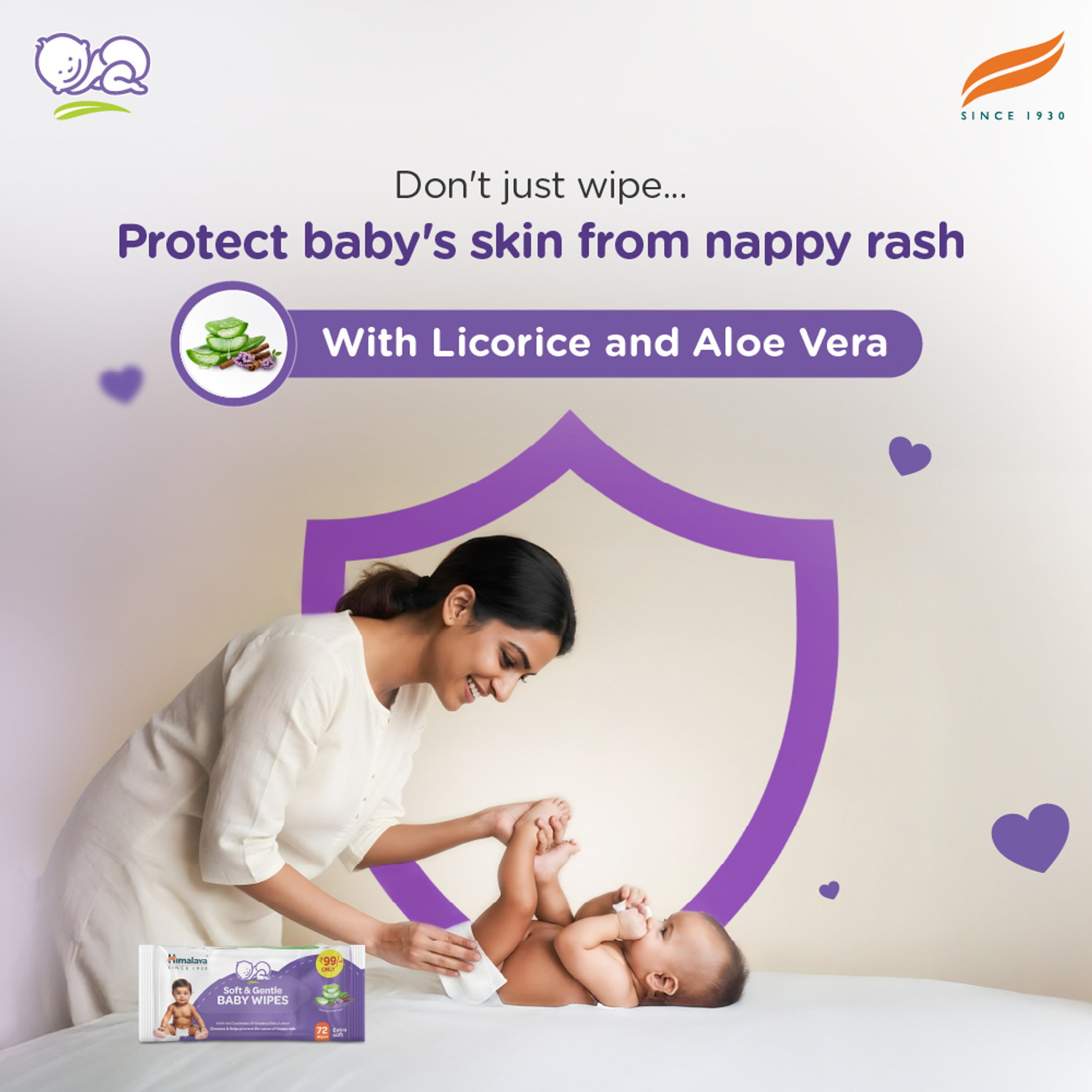 Image of HIMALAYA Soft & Gentle Baby Wipes - 72 Wipes (Pack of 4 - 288 wipes)