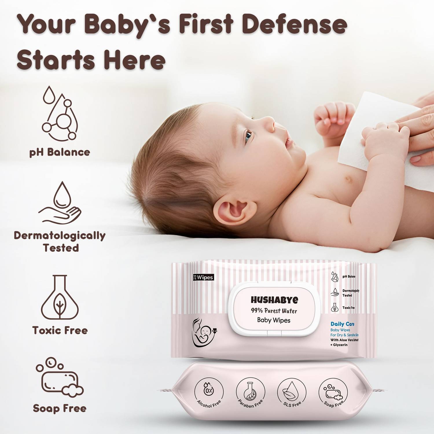 Hushabye Soft Baby Wet Wipes with AloeVera And Glycerin - Image 2