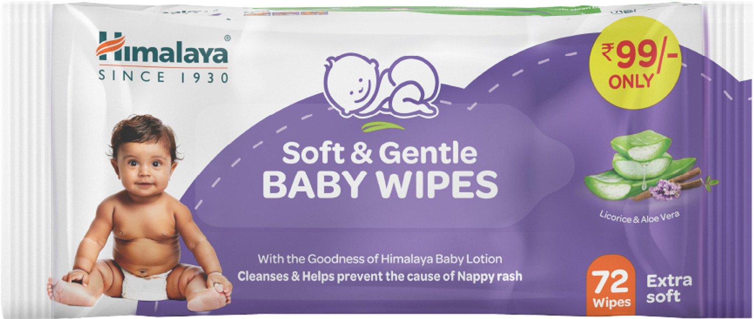 Image of HIMALAYA Soft & Gentle Baby Wipes - 72 Wipes (Pack of 4 - 288 wipes)