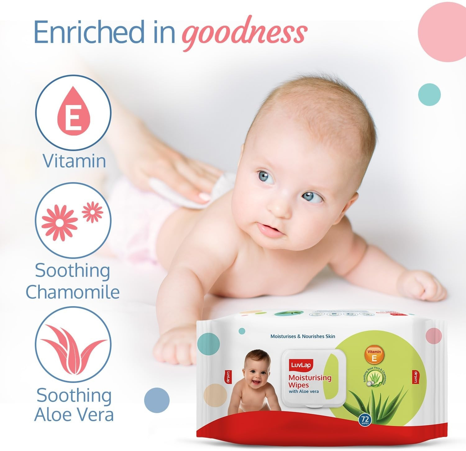 Image of LuvLap Paraben Free wipes for baby with Aloe Vera, with Lid (Pack of 2)