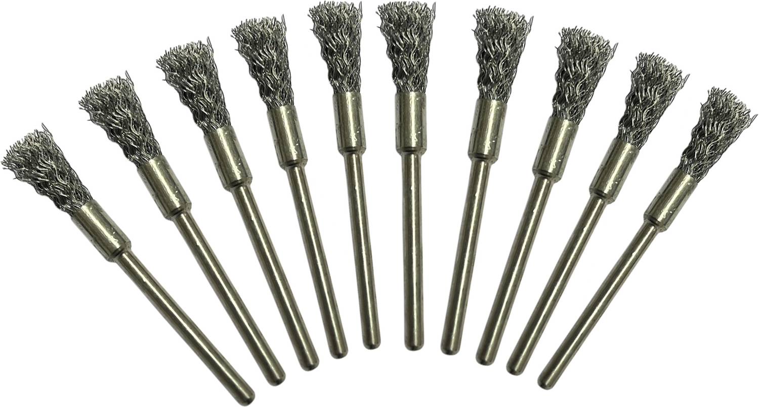 ADAWAT 10 Pcs 3mm Shank Steel Wire Brushes for Metal Rust Removal Dremel Rotary Tool Cylinder Brush