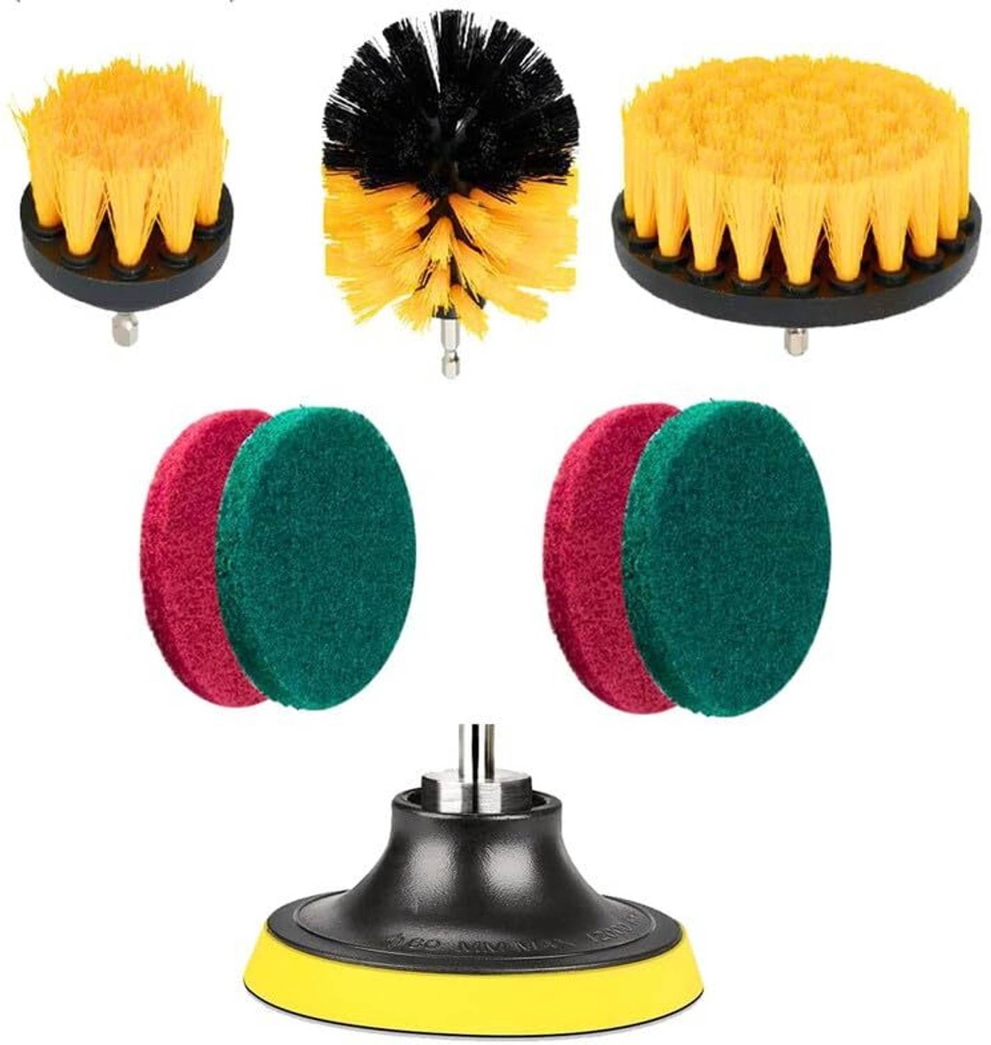 AASONS 8 Pcs Electric Drill Brush Attachment Set, Power Scrubber Cleaning Tool Kit Cordless Cleaning Brush