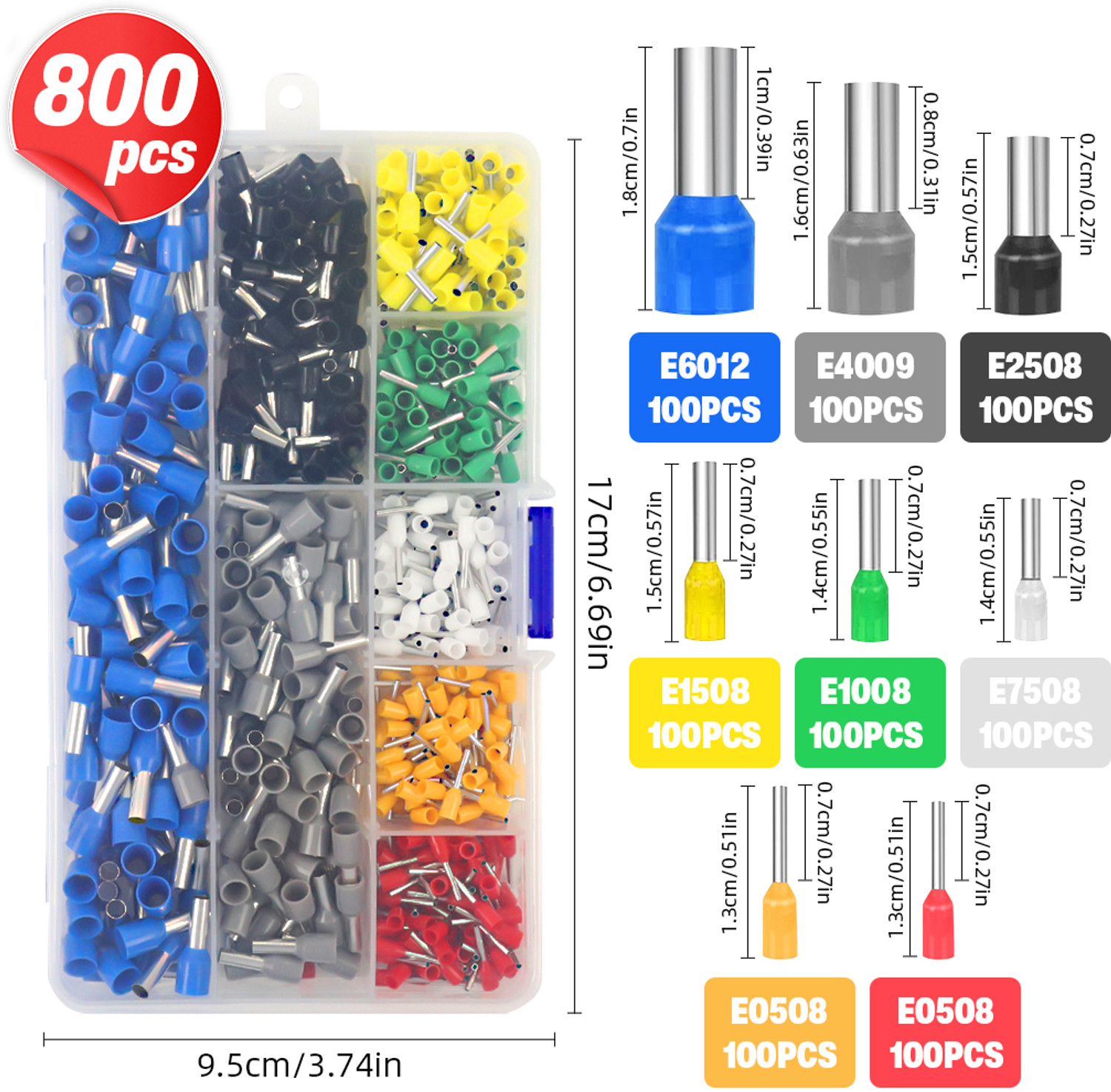 Image of Zomei Wire Crimp Connectors Kit with Wire Stripper 800 Pieces Pigtail Wire Connector