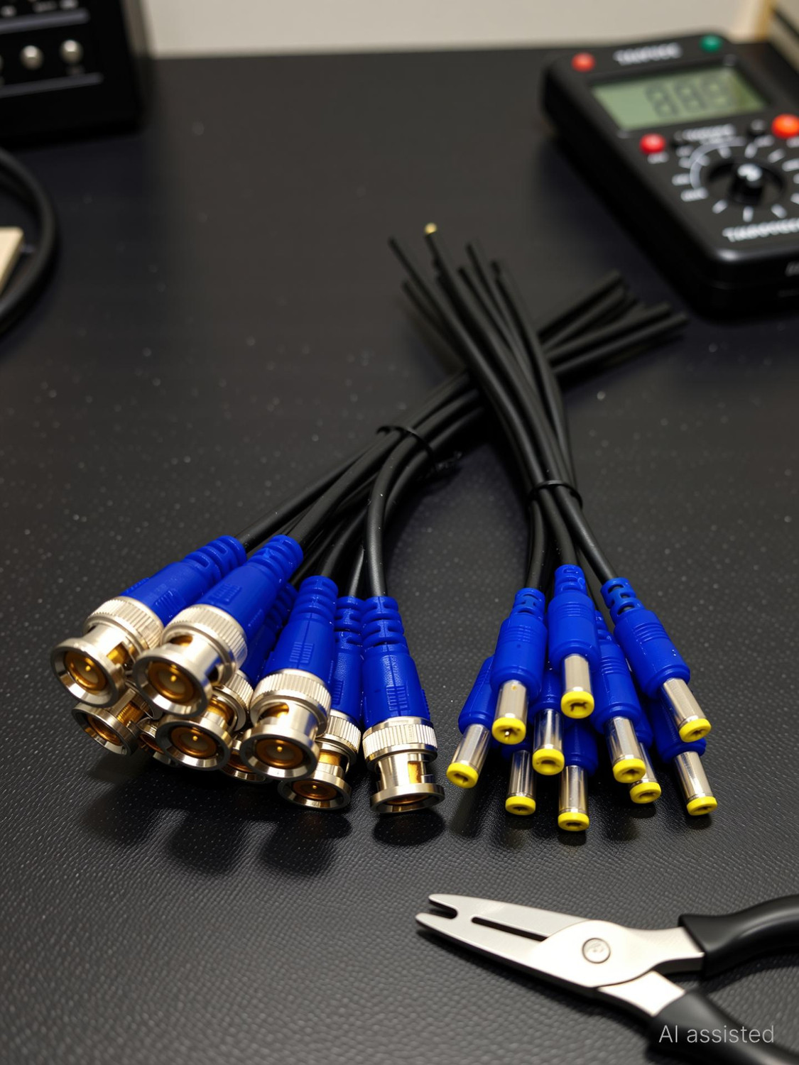 Image of TAAPSEE (20pack) 10 Pieces BNC Cable (Blue) and 10 Pieces DC Power Male (Blue) Cables for Surveillance CCTV Camera Wire Connector