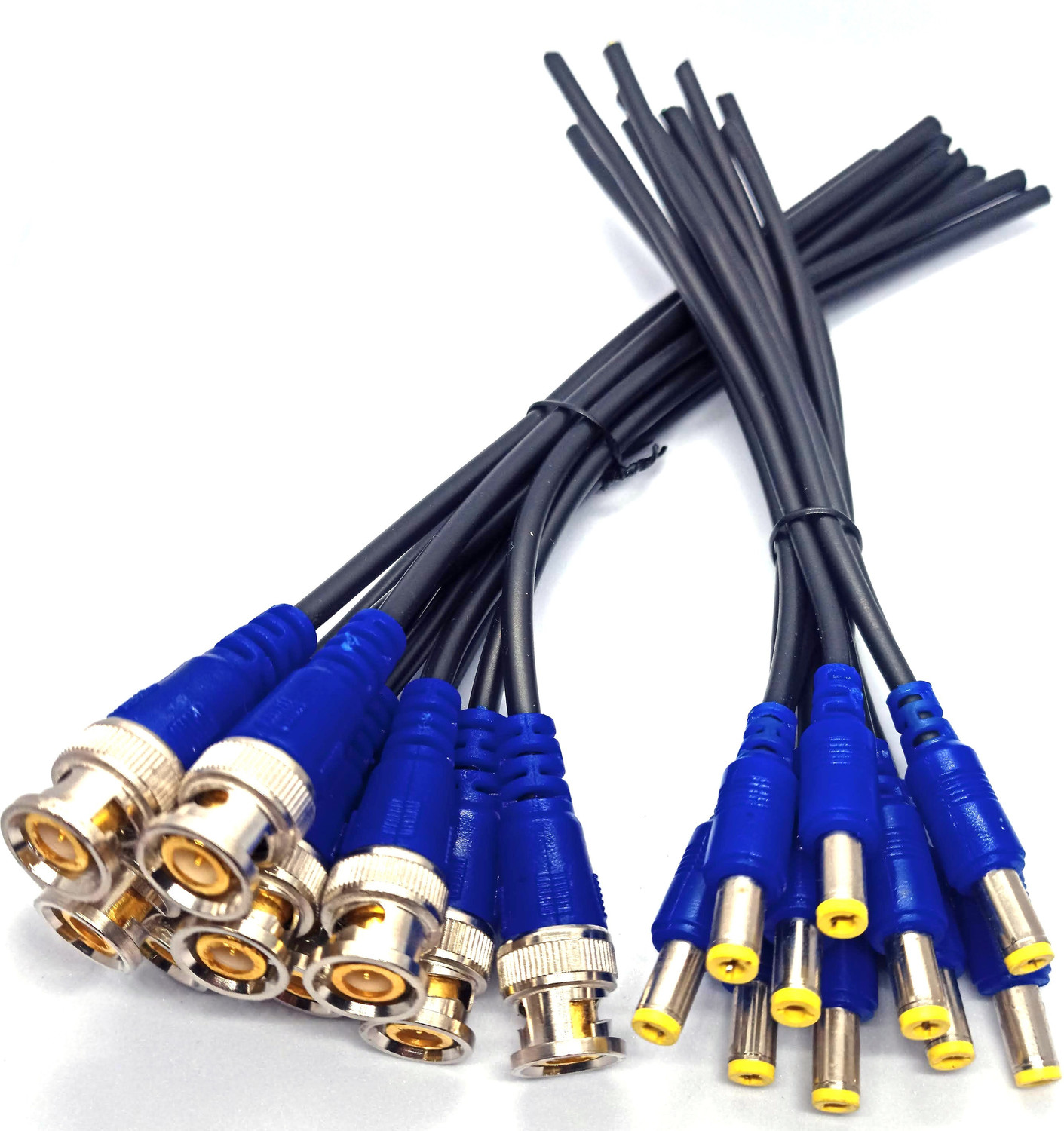 Image of TAAPSEE (20pack) 10 Pieces BNC Cable (Blue) and 10 Pieces DC Power Male (Blue) Cables for Surveillance CCTV Camera Wire Connector