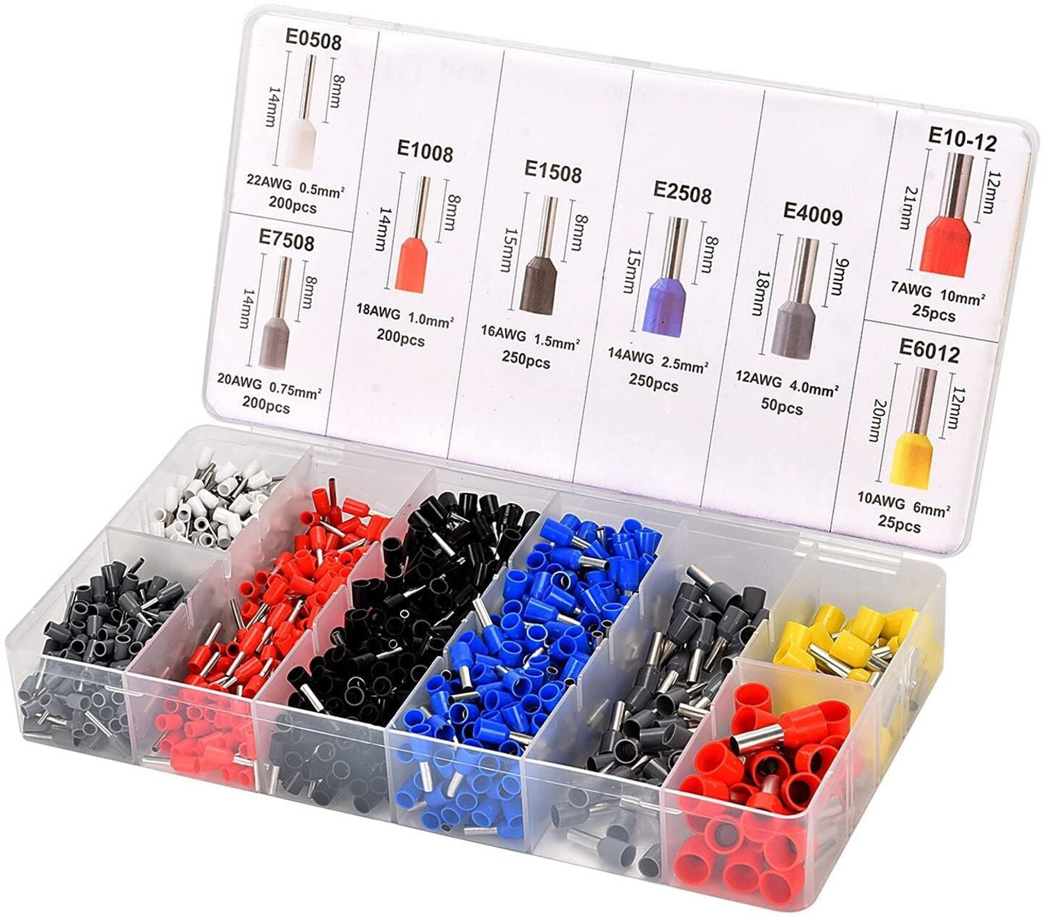Image of SHUBHPETAL 1200PCS 6 Colors 8 Sizes VE Terminal Electrical /Electronic Wire Connectors pin Electrical /Electronic Wire Connectors pin Wire Connector