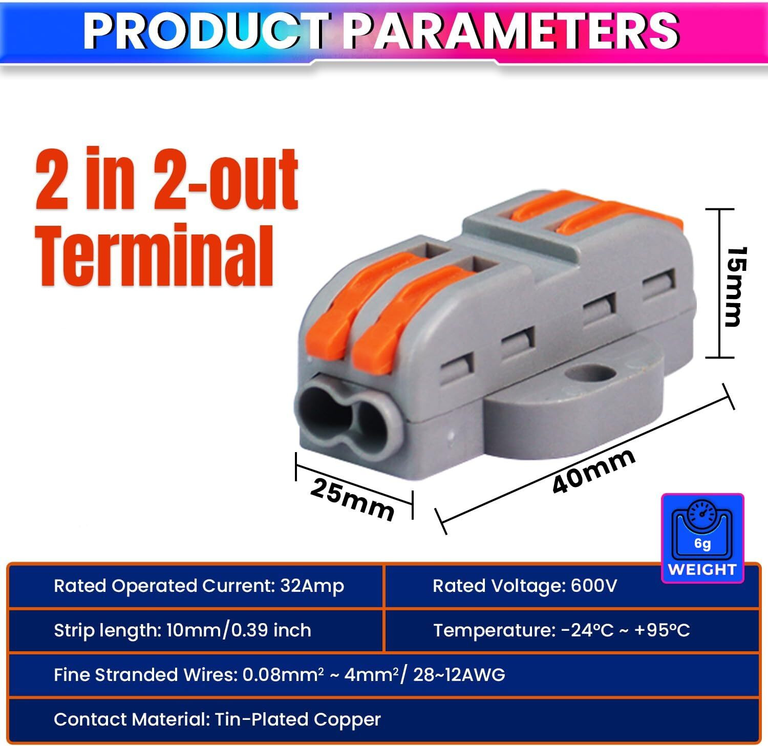 Image of amiciTools Fast Wire Clip Connector, Fixed Wire Terminal Blocks 2-to-2 Connector Wire Connector Wire Connector