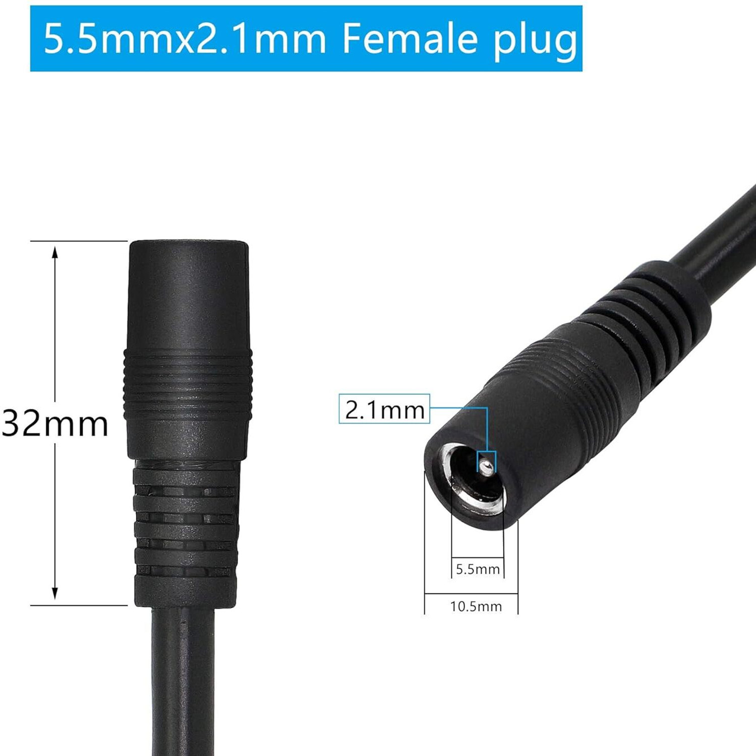Image of TAAPSEE 1 Meter 1Pack DC Power Extension Cable,DC 5.5mm x 2.1mm Power Adapter Cable Male to Female Power Extension Cable Wire Connector