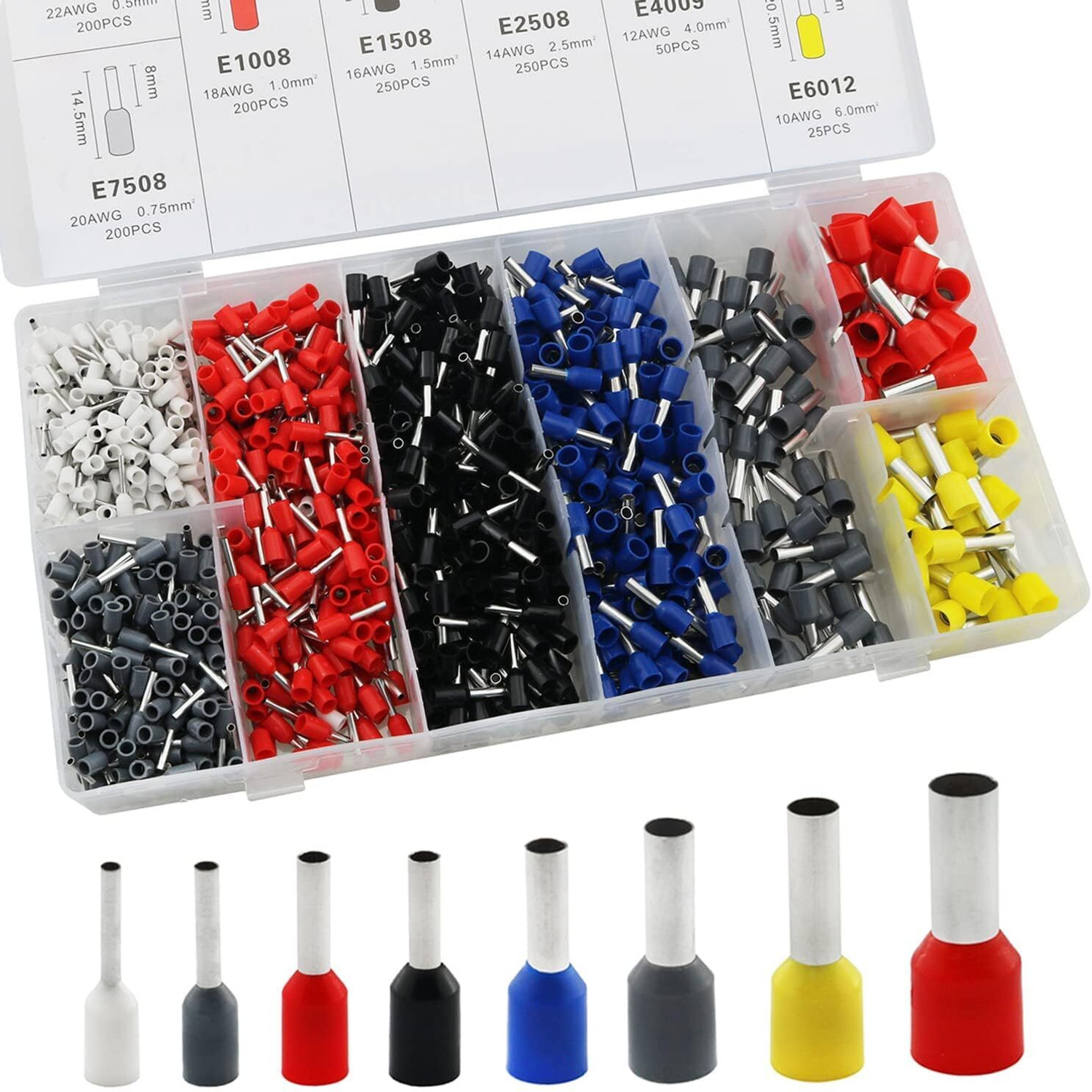 Image of SHUBHPETAL 1200PCS 6 Colors 8 Sizes VE Terminal Electrical /Electronic Wire Connectors pin Electrical /Electronic Wire Connectors pin Wire Connector