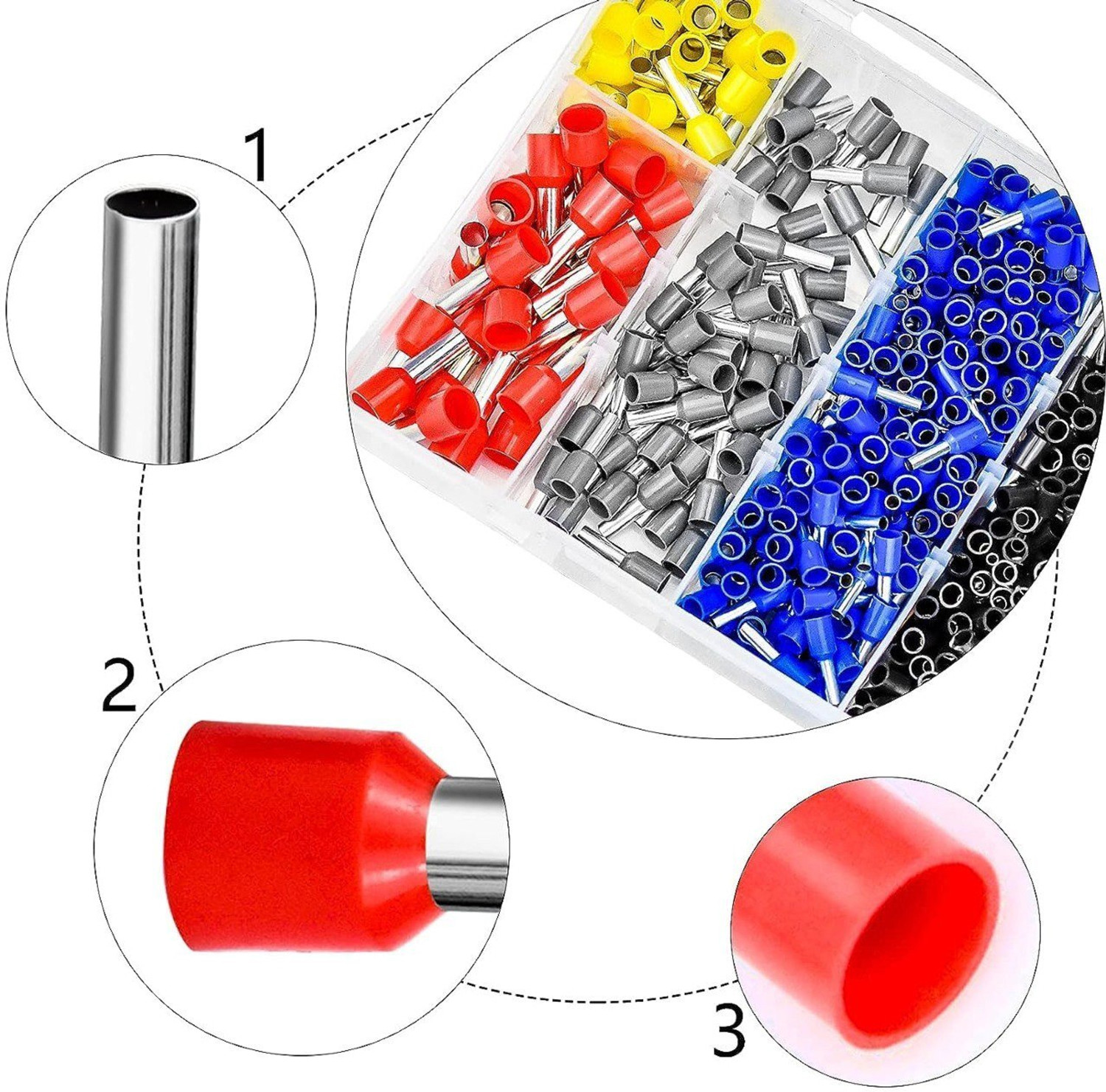 Image of Calldrishe Wire Copper Crimp Connector Electronic Wire Ferrules Kit Wire Connector Terminal Clamp (1200) Wire Connector