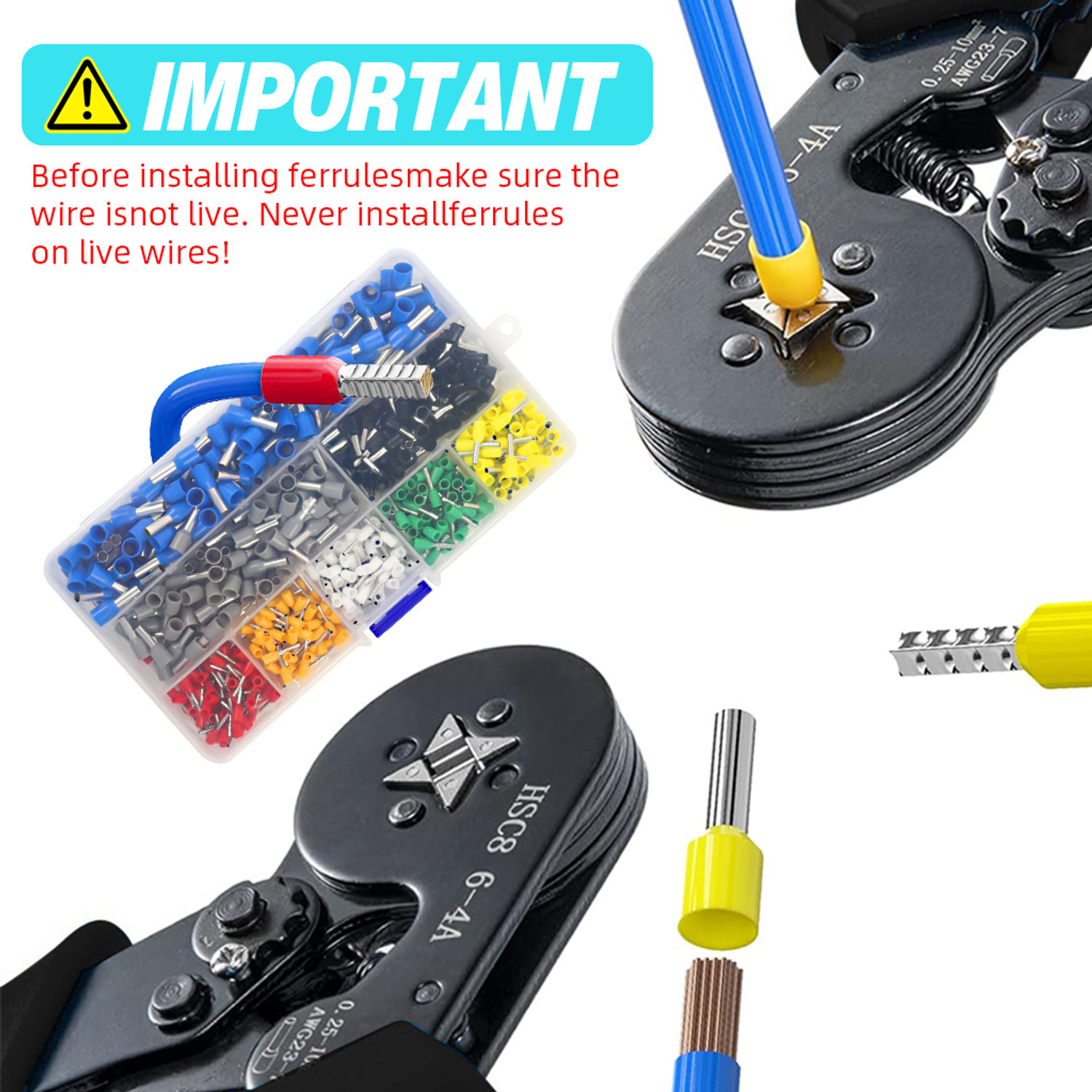 Image of Zomei Wire Crimp Connectors Kit with Wire Stripper 800 Pieces Pigtail Wire Connector