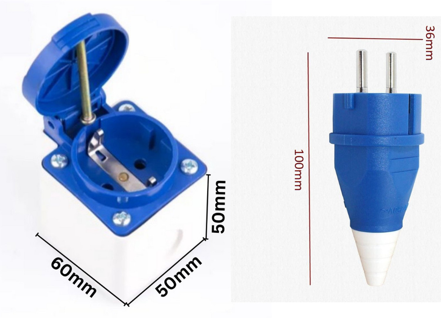 Image of DECENT AIR SYSTEM Schuko (2P+E) 16A 250V IP54 Wall Mounted Industrial Plug Socket Wire Connector