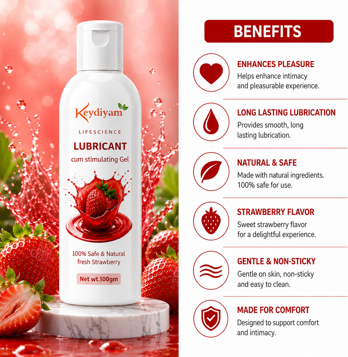 Image of keydiyam Personal Lubricant Gel (Water-Based) Lubricant (100g) Lubricant (100 g)