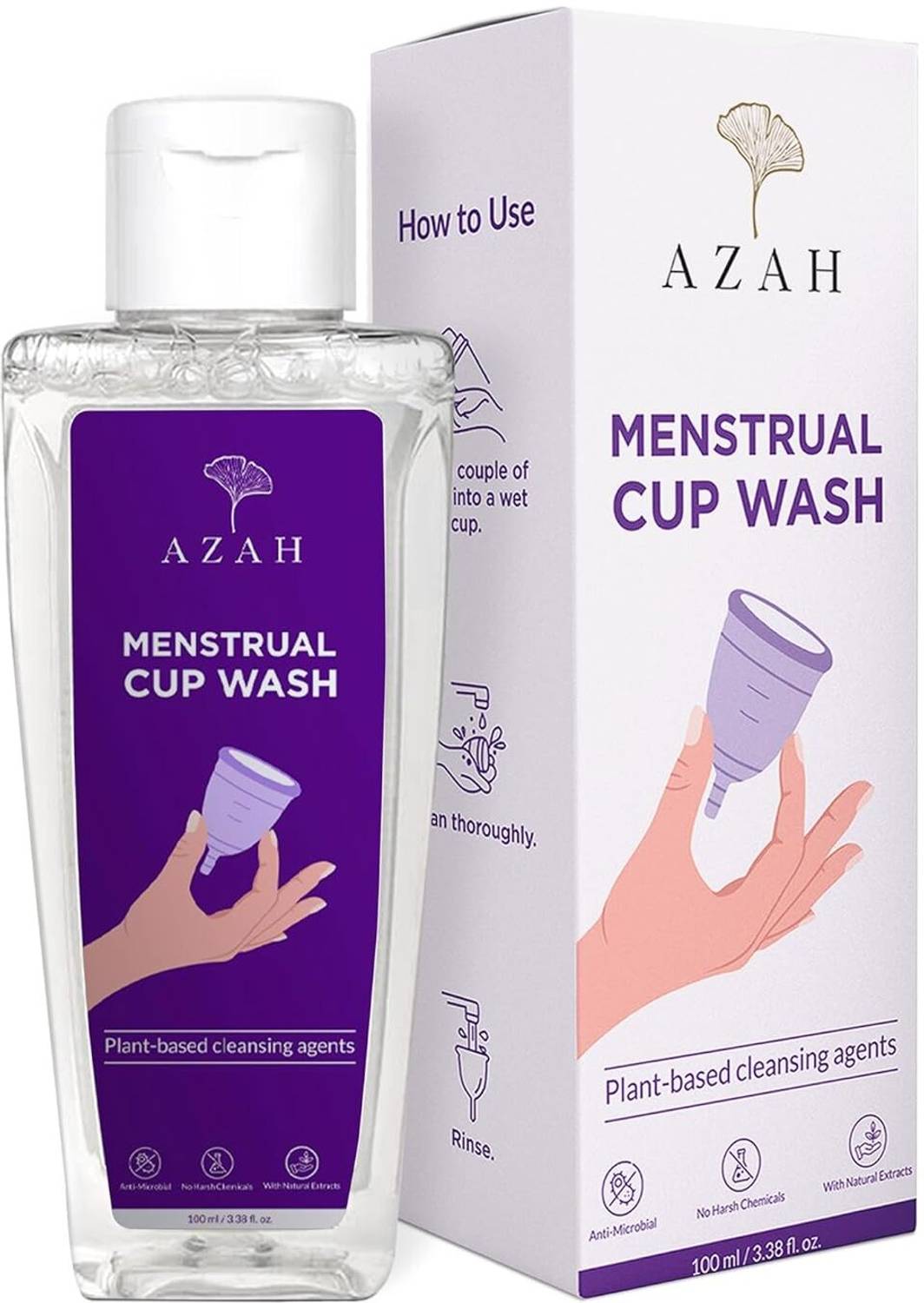 AZAH Clinically Tested Menstrual Cup Wash | Plant-Based Cleansing Agents| Intimate Wash