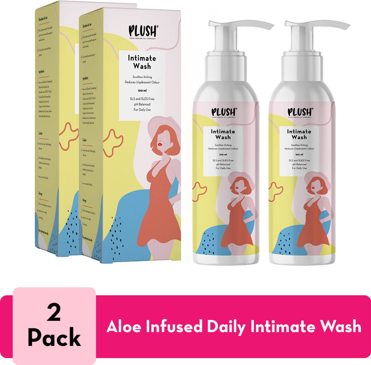 PLUSH Natural Intimate Wash for Women- pH Balanced Intimate Wash