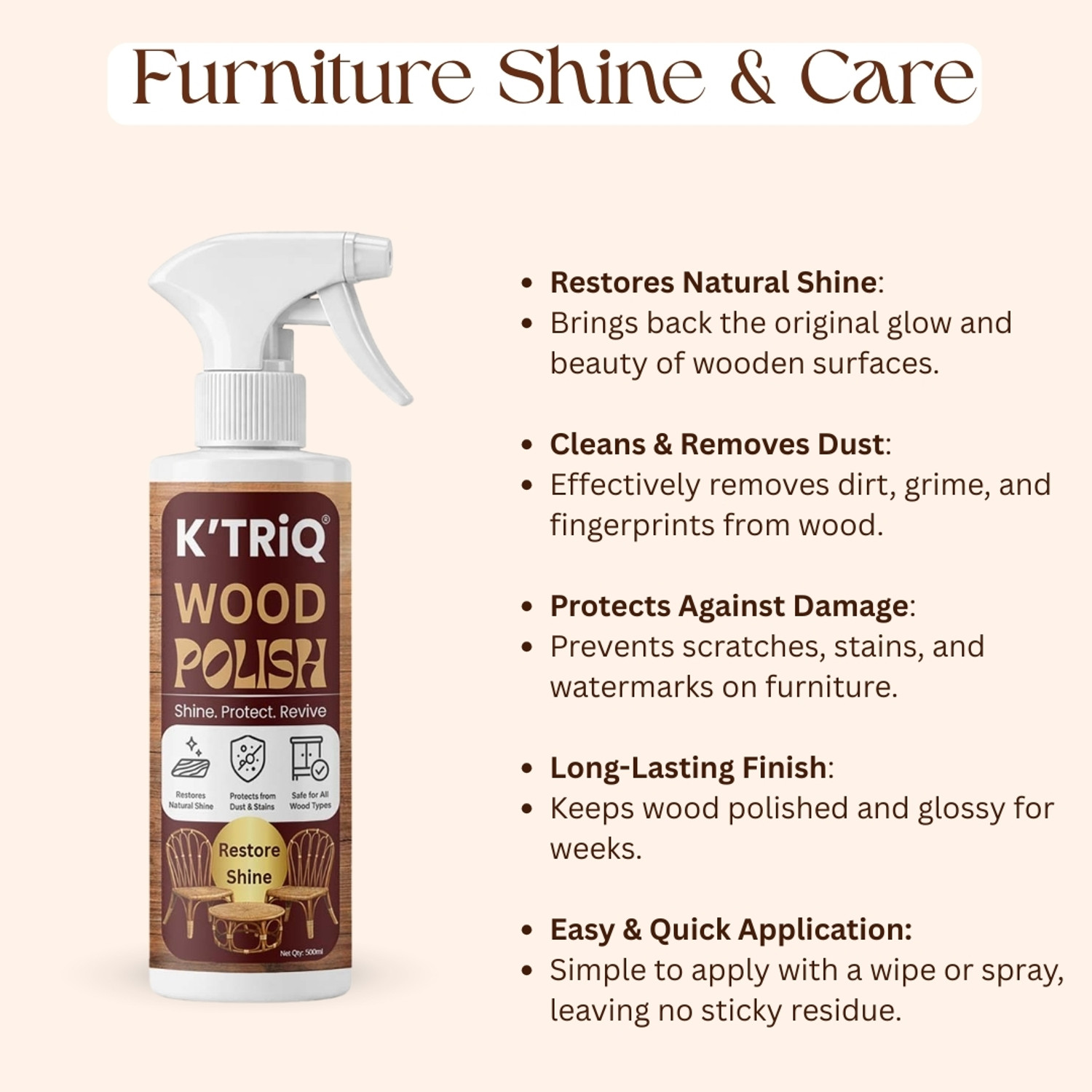 Image of K'TRiQ WOOD POLISH liquid BROWN Wood Varnish
