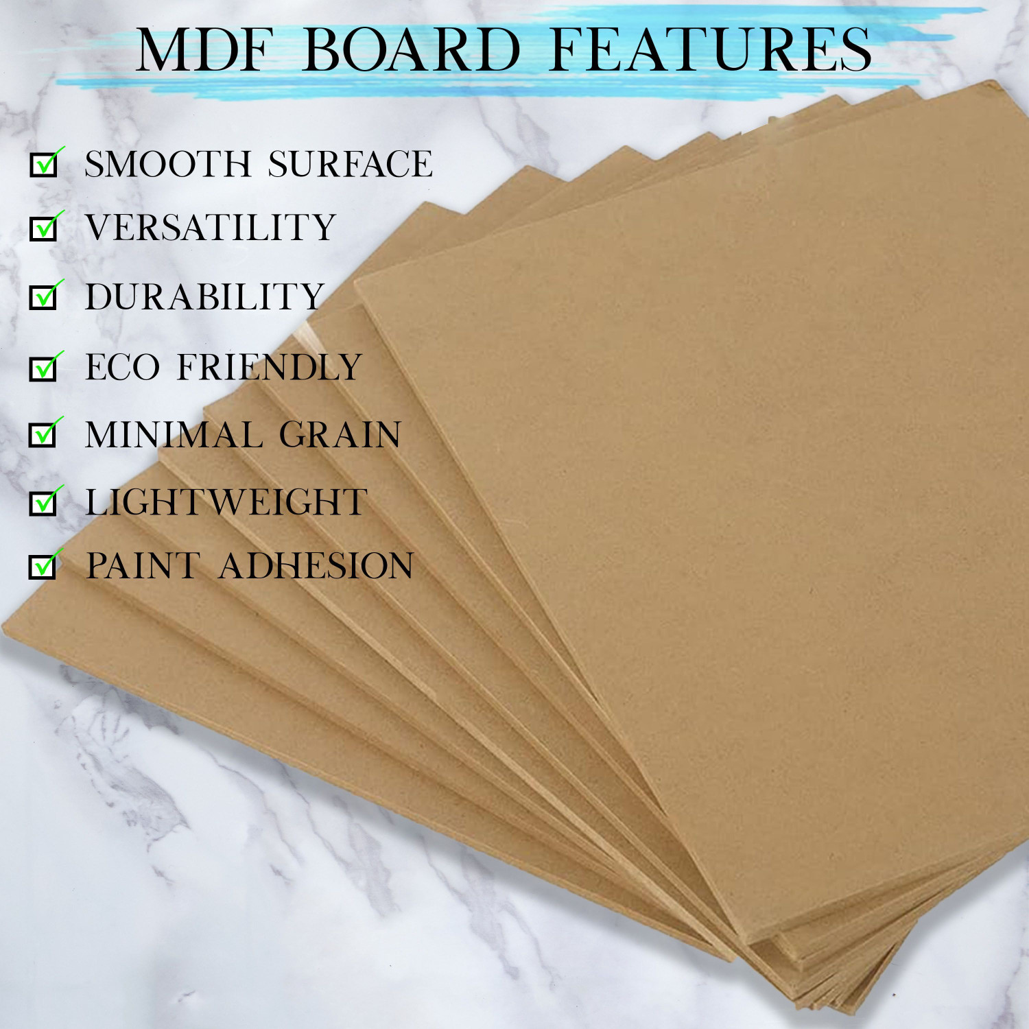 Image of Eduway 10 inchx12 inch Mdf Board Sheet For Art & Craft Pack of 8 Ash Japanese Wood Veneer