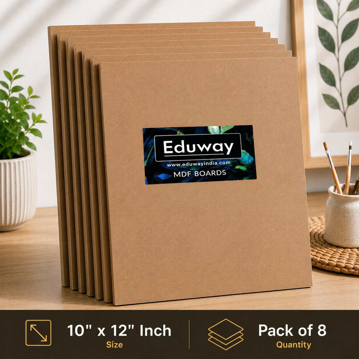 Image of Eduway 10 inchx12 inch Mdf Board Sheet For Art & Craft Pack of 8 Ash Japanese Wood Veneer