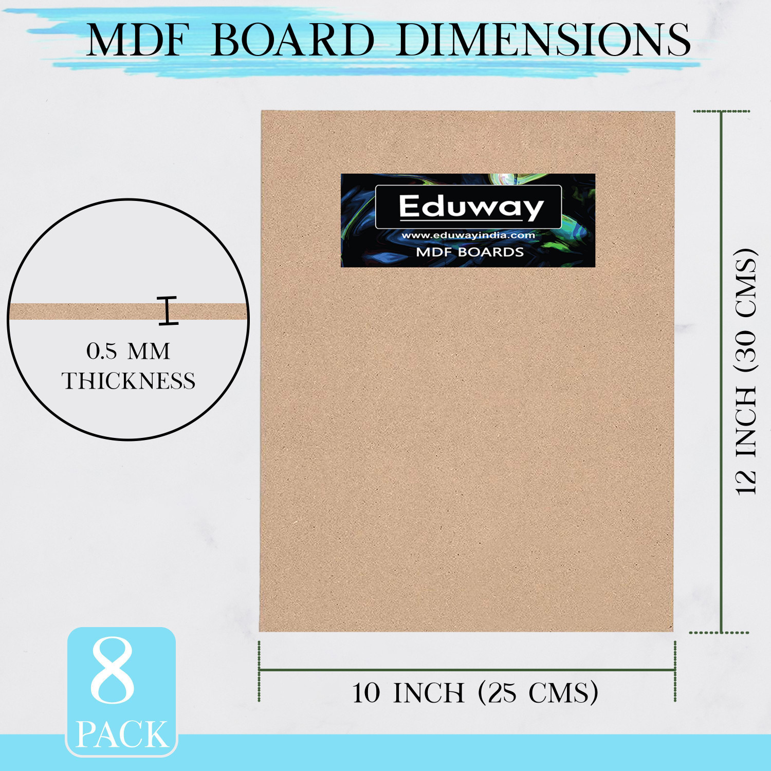 Image of Eduway 10 inchx12 inch Mdf Board Sheet For Art & Craft Pack of 8 Ash Japanese Wood Veneer