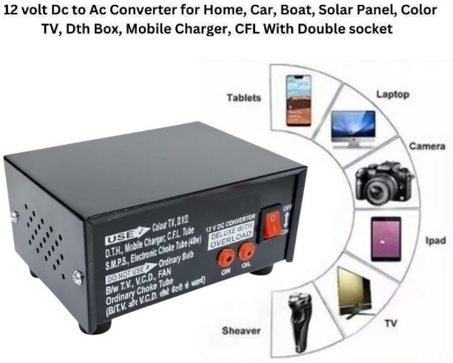 Image of Welzivs 12V DC to AC Converter Inverter Worldwide Worldwide Adaptor