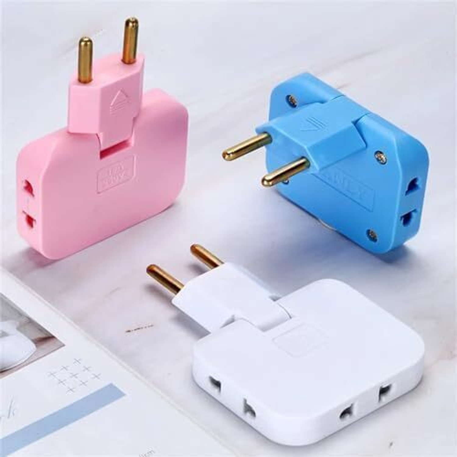 Image of WARRIO 3 in 1 Rotatable 180 Degree Extension Plug with Foldable Multi Plug Wireless Worldwide Adaptor