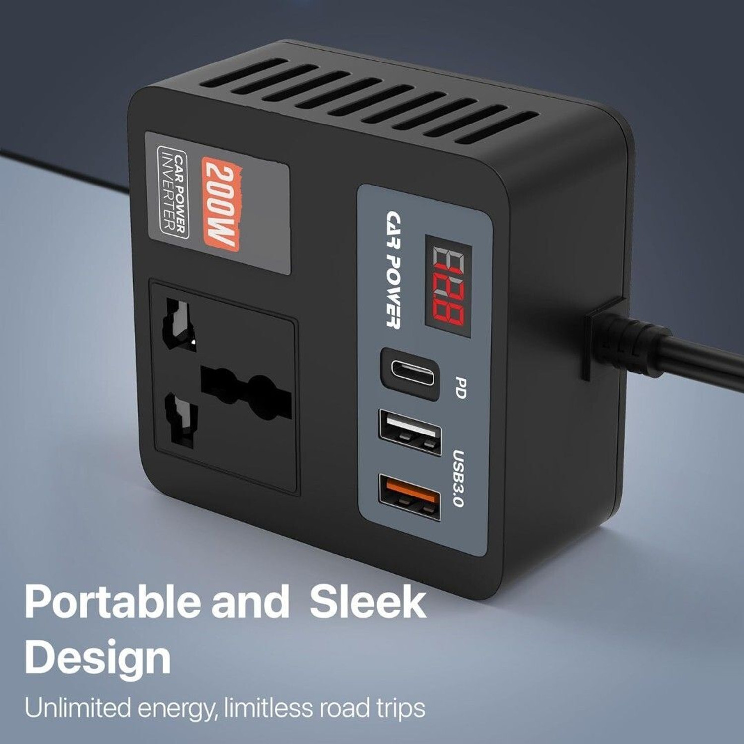 Image of Coracao 200W Car Power Inverter with AC Outlet & Dual USB Charger Worldwide Adaptor