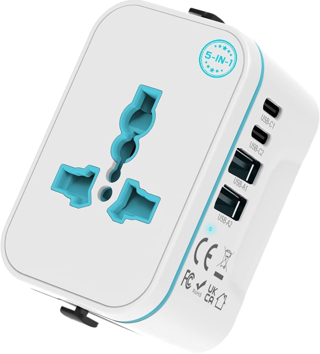 RTS Universal Travel Adapter, International Plug Power Adapter with 2 USB Port | Worldwide Adaptor