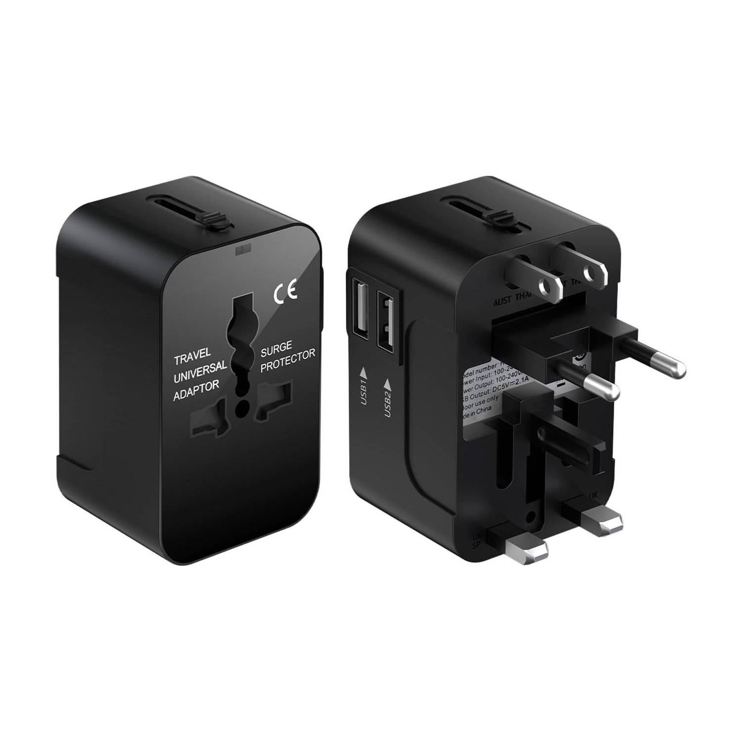 Jihaan Universal Travel Adapter with DUAL USB Charging Po, International All in One Worldwide Adaptor