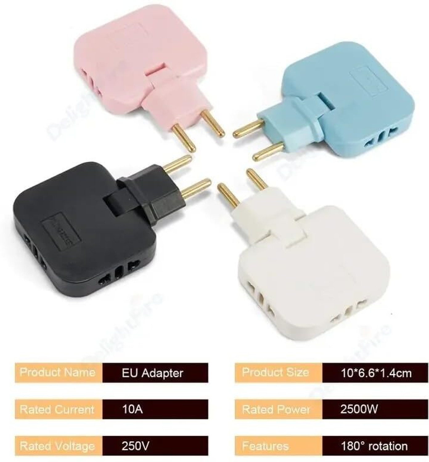 Image of Grebe 3-in-1 Rotating Extension Plug - 180 Foldable Multi-Port Adapter ( PINK ) Worldwide Adaptor