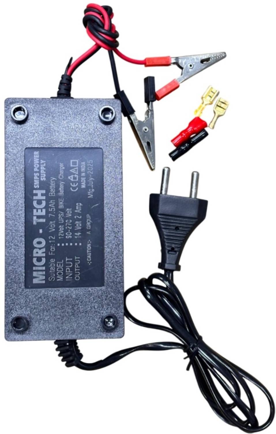 BALRAMA Lead Acid Battery Charger for Battery upto 7Ah Battery Motorcycle//Bike/Scooty 3 ft Battery Jumper Starter