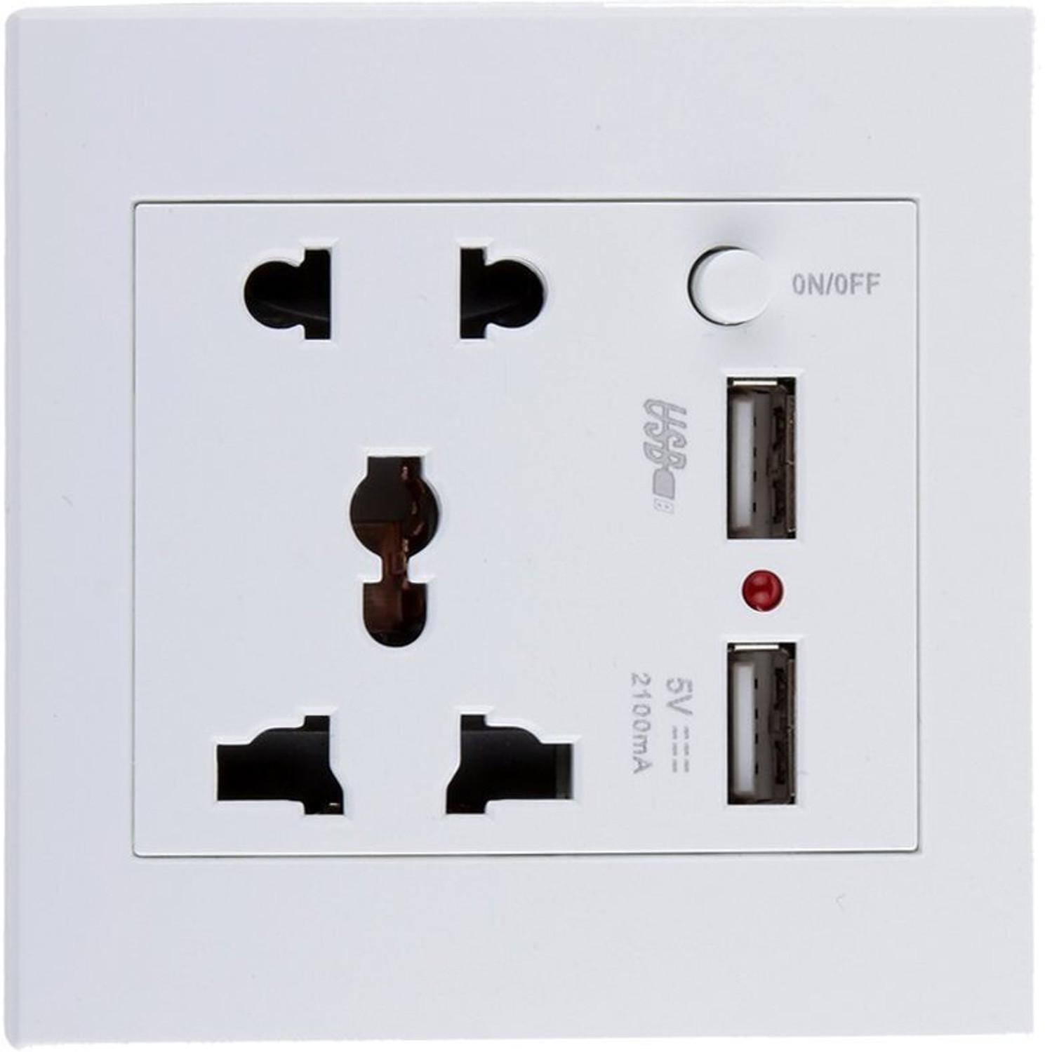 Image of SSUCA 2.1A 2 USB Wall Charger Socket 5 Outlet PowerPlug Travel Charging Port Universal Worldwide Adaptor