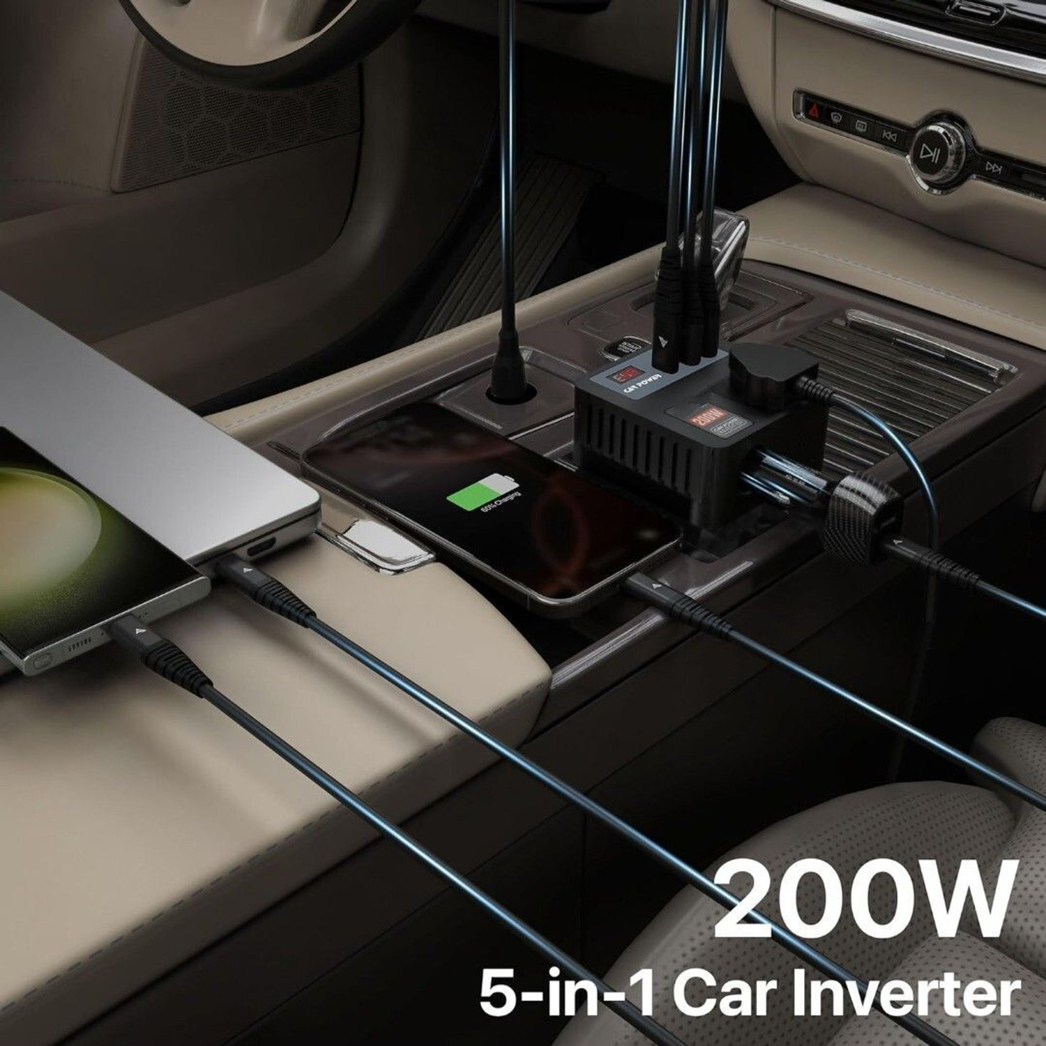 Image of Coracao 200W Car Power Inverter with AC Outlet & Dual USB Charger Worldwide Adaptor