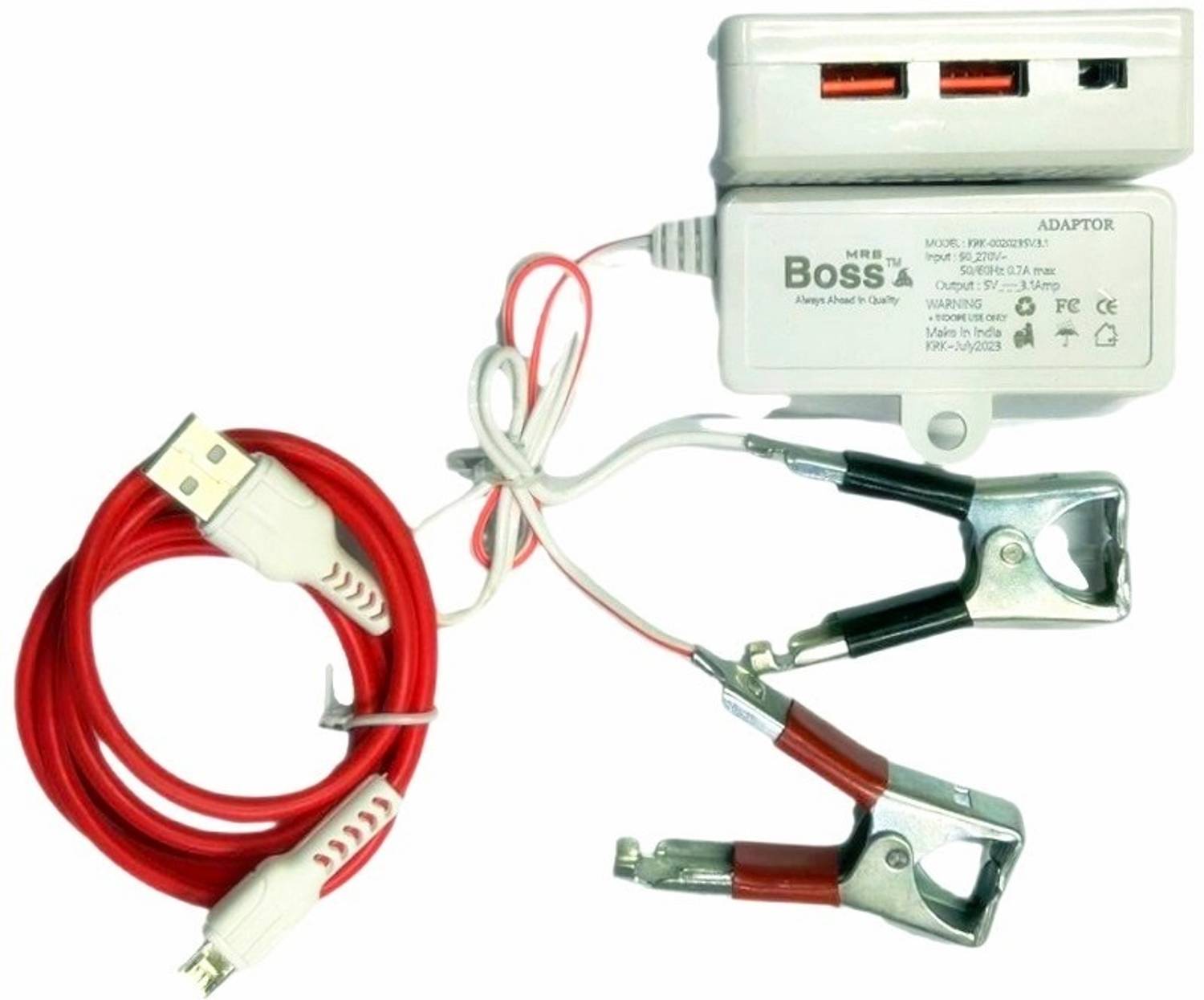 BALRAMA 24 W 2 A Multi-pin Wall Charger for Mobile with Detachable Cable