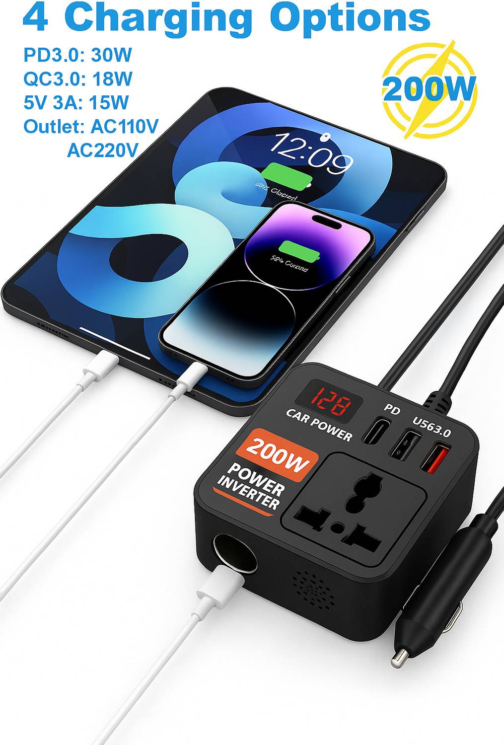Fire Turtle 200W Qualcomm 3.0 Turbo Car Charger - Image 2