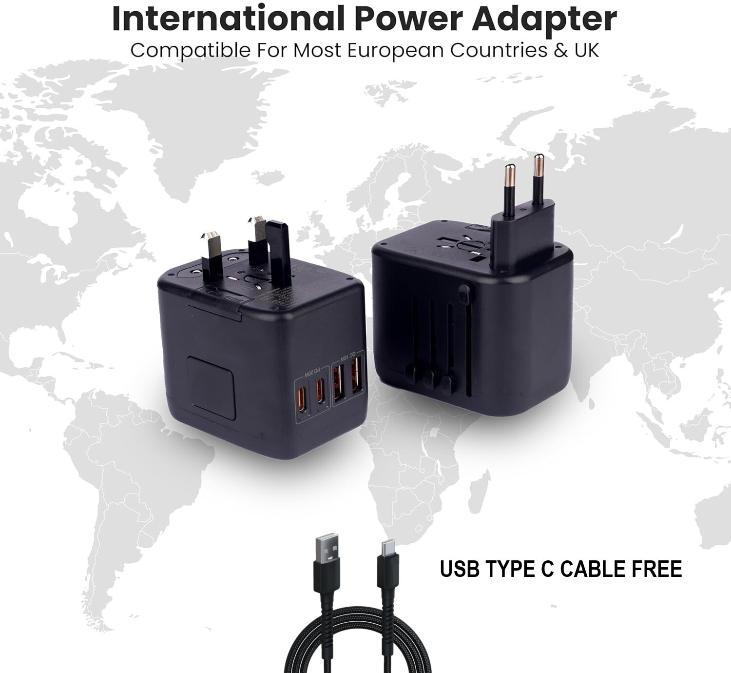 Image of OLD PAPA Universal Travel Adapter, 5 in1 PD20W International Power Adapter, Fast Charging Worldwide Adaptor