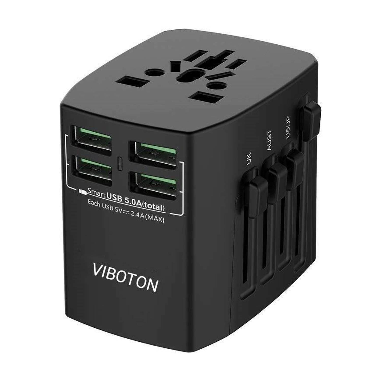 VIBOTON All-in-One Travel Plug Adapter 4 USB Ports - Image 1