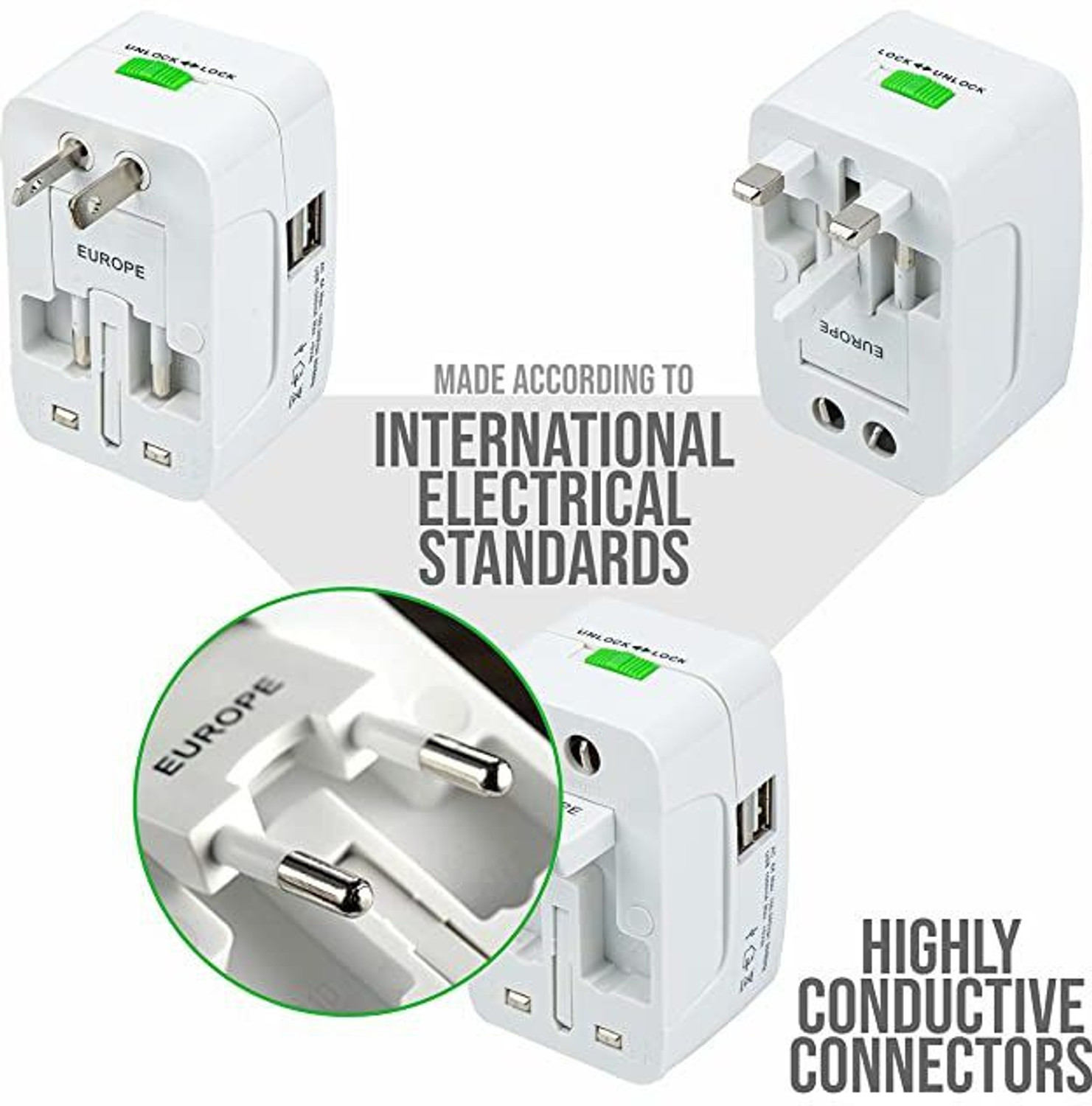 Image of Rhydin All in One USB Universal Worldwide Travel Adapter Plug for Laptops, Cameras Worldwide Adaptor