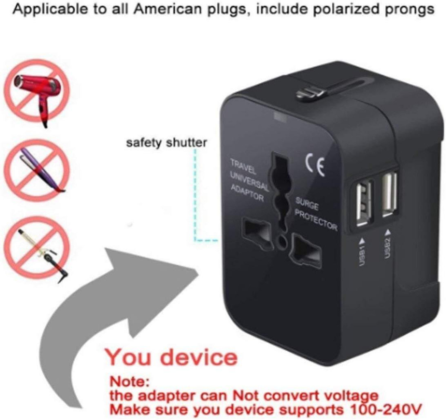 Image of RTS Universal Travel Adapter Dual USB Worldwide Adaptor