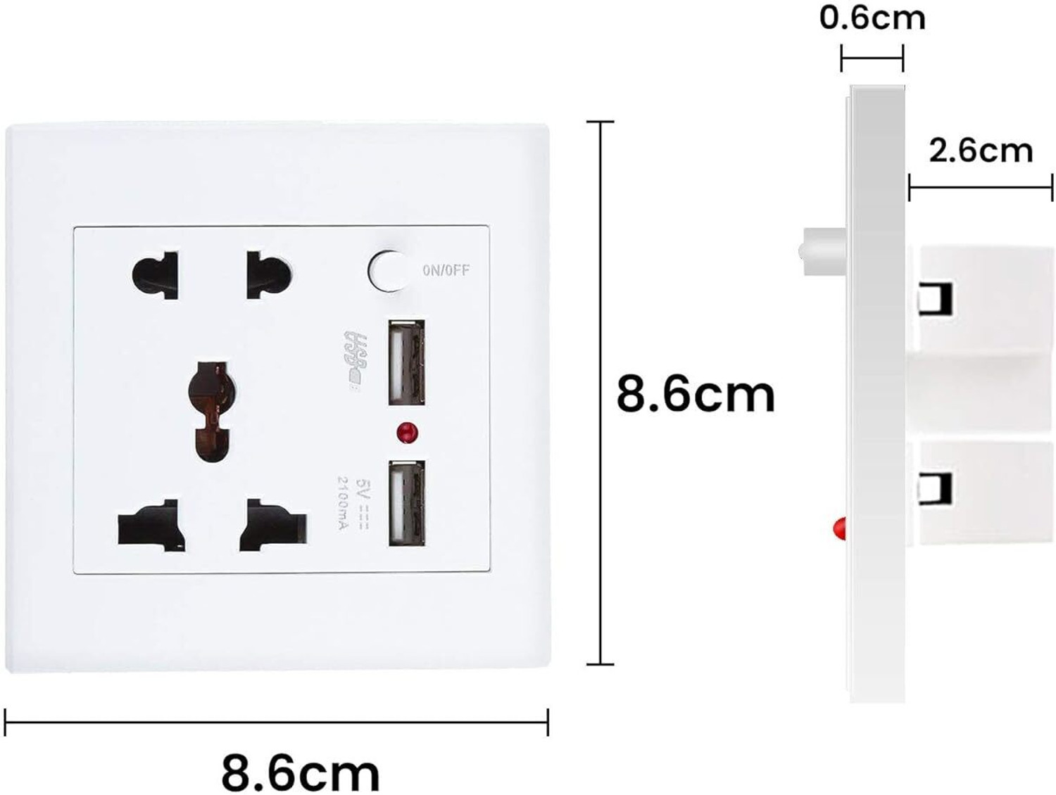Image of SSUCA 2.1A 2 USB Wall Charger Socket 5 Outlet PowerPlug Travel Charging Port Universal Worldwide Adaptor